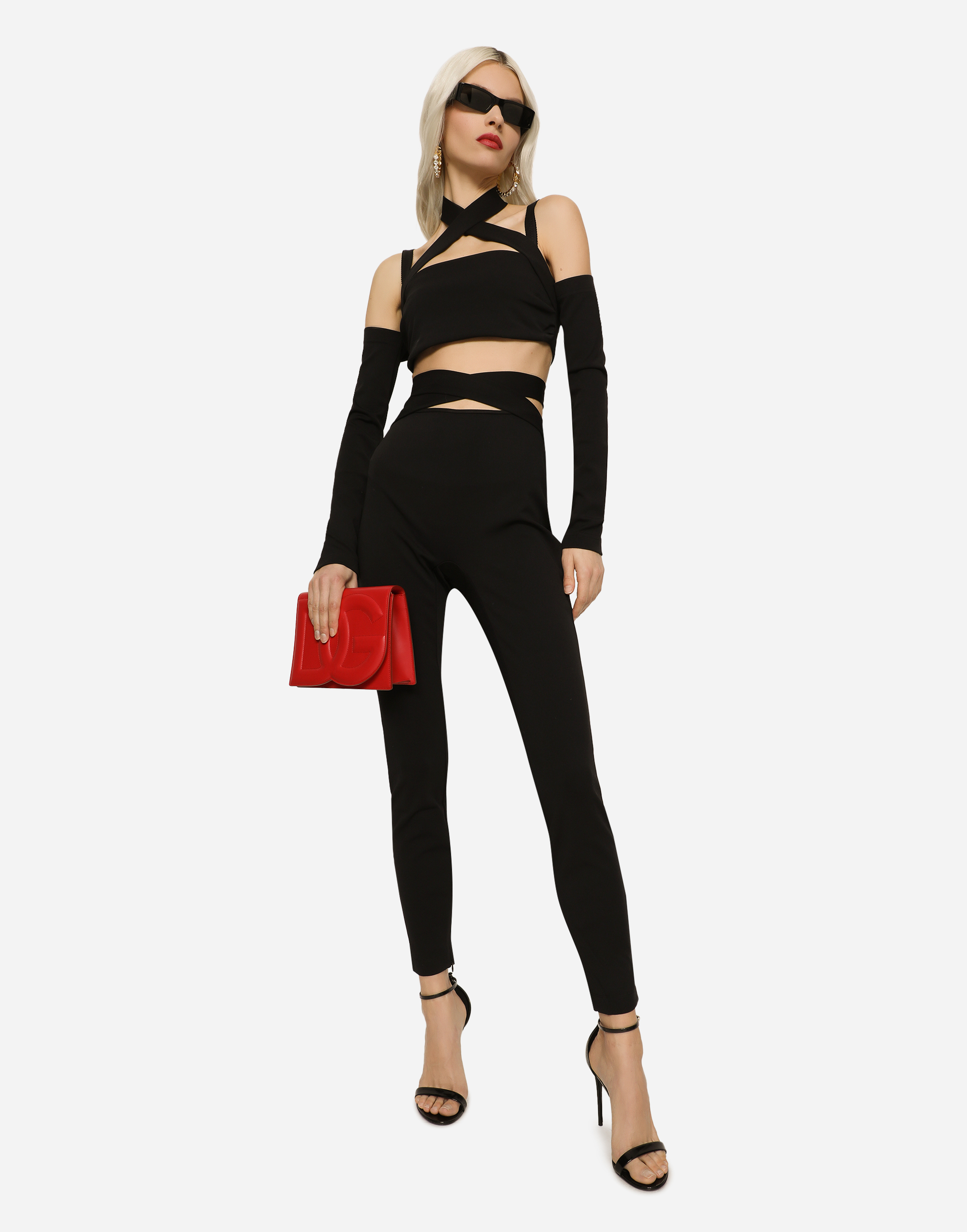 Shop Dolce & Gabbana Viscose Pants With Strap Detail In Black