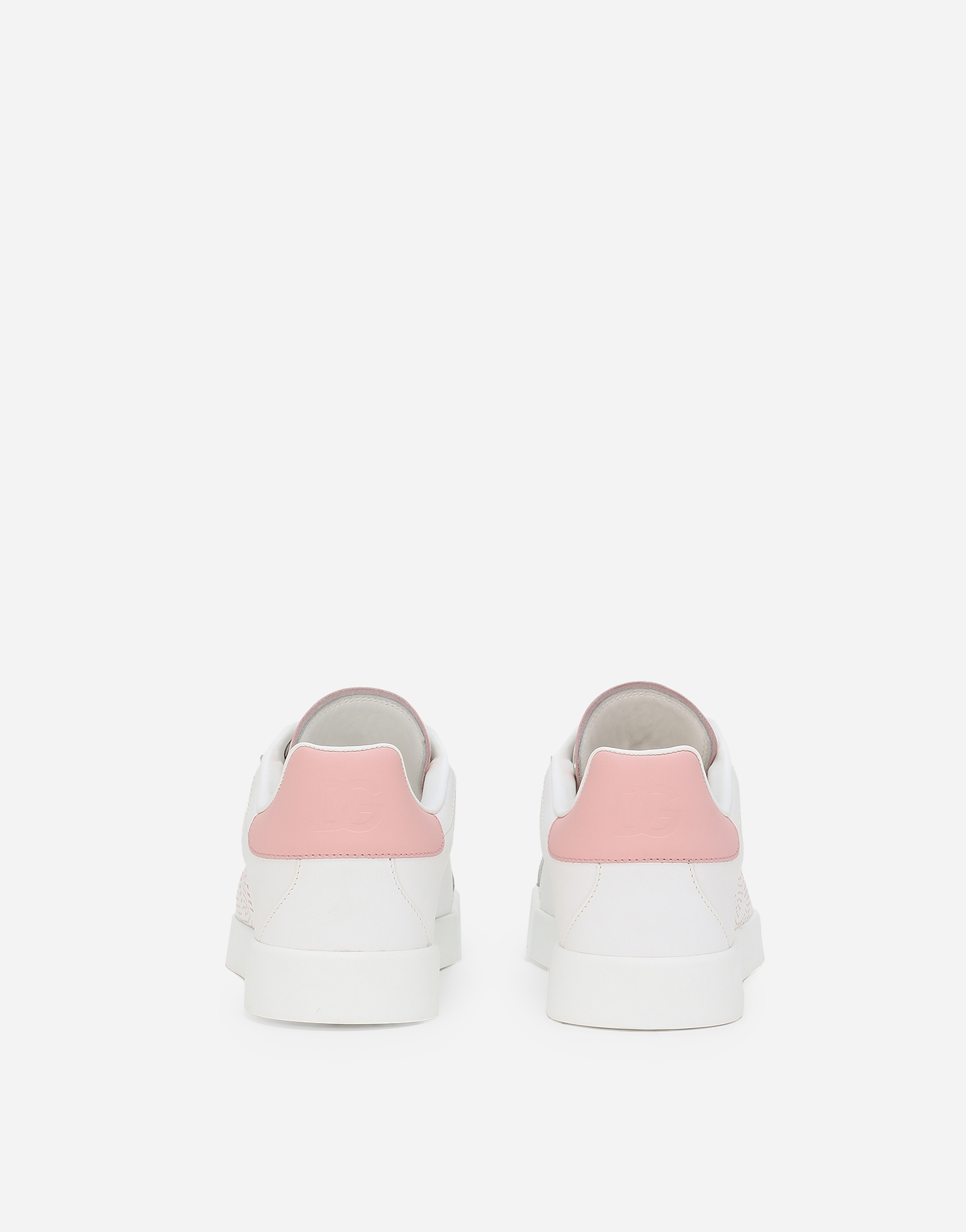 Dolce & Gabbana Portofino Low-top Leather Sneakers With Lateral Monogram In Pink