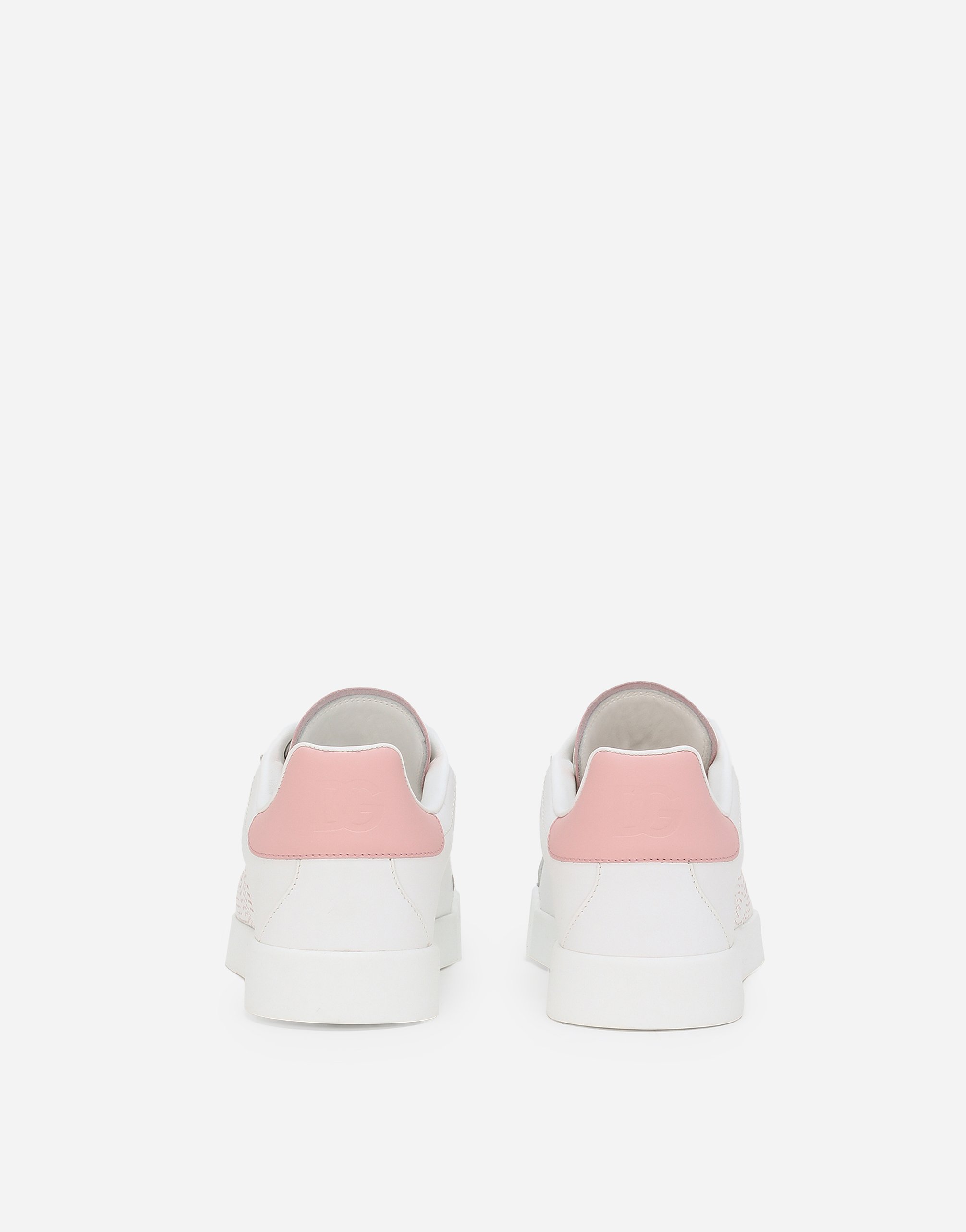 Dolce & Gabbana Portofino Low-top Leather Sneakers With Lateral Monogram In Pink