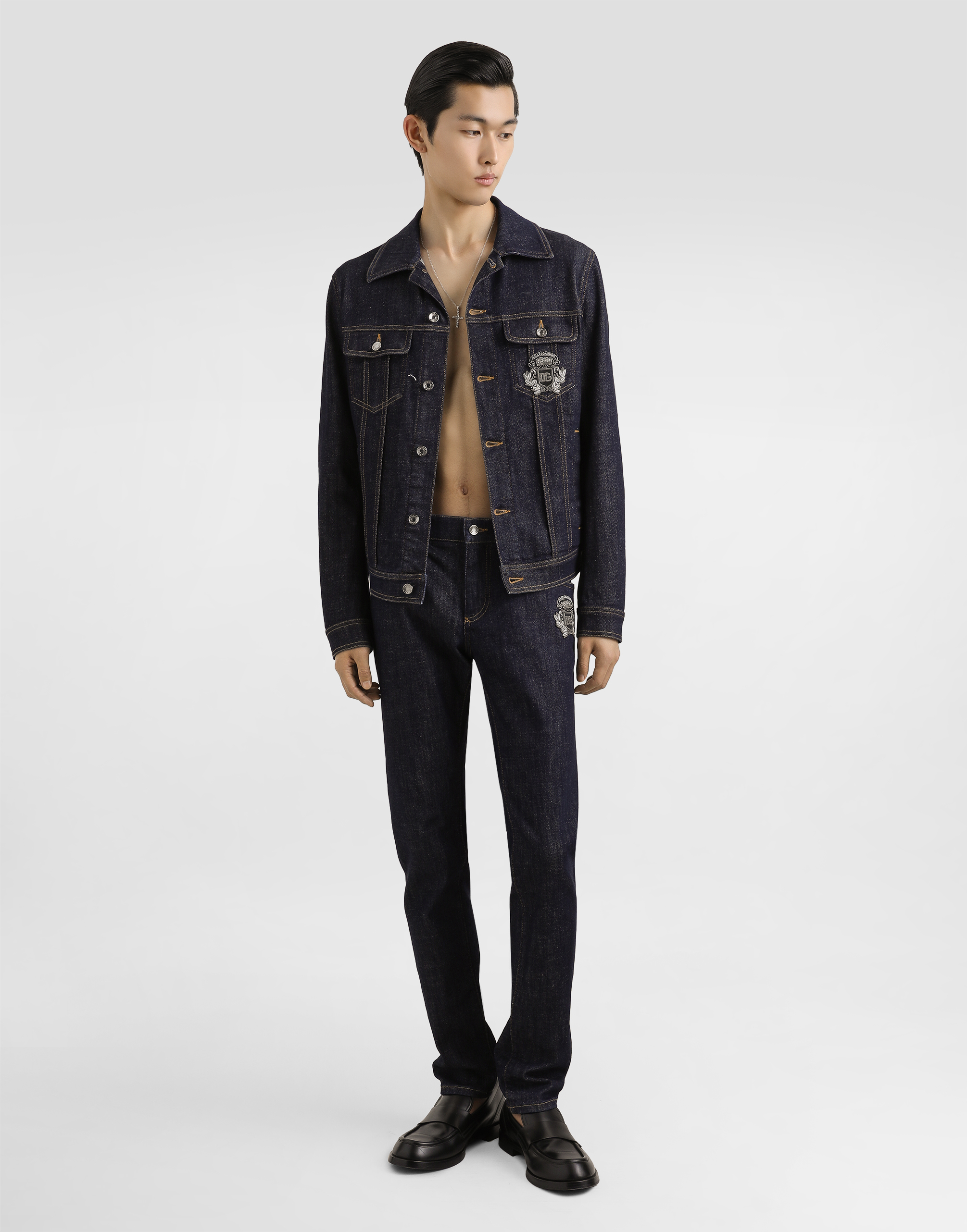 Dolce & Gabbana Classic Denim Jacket With Structured Silhouette In Blue