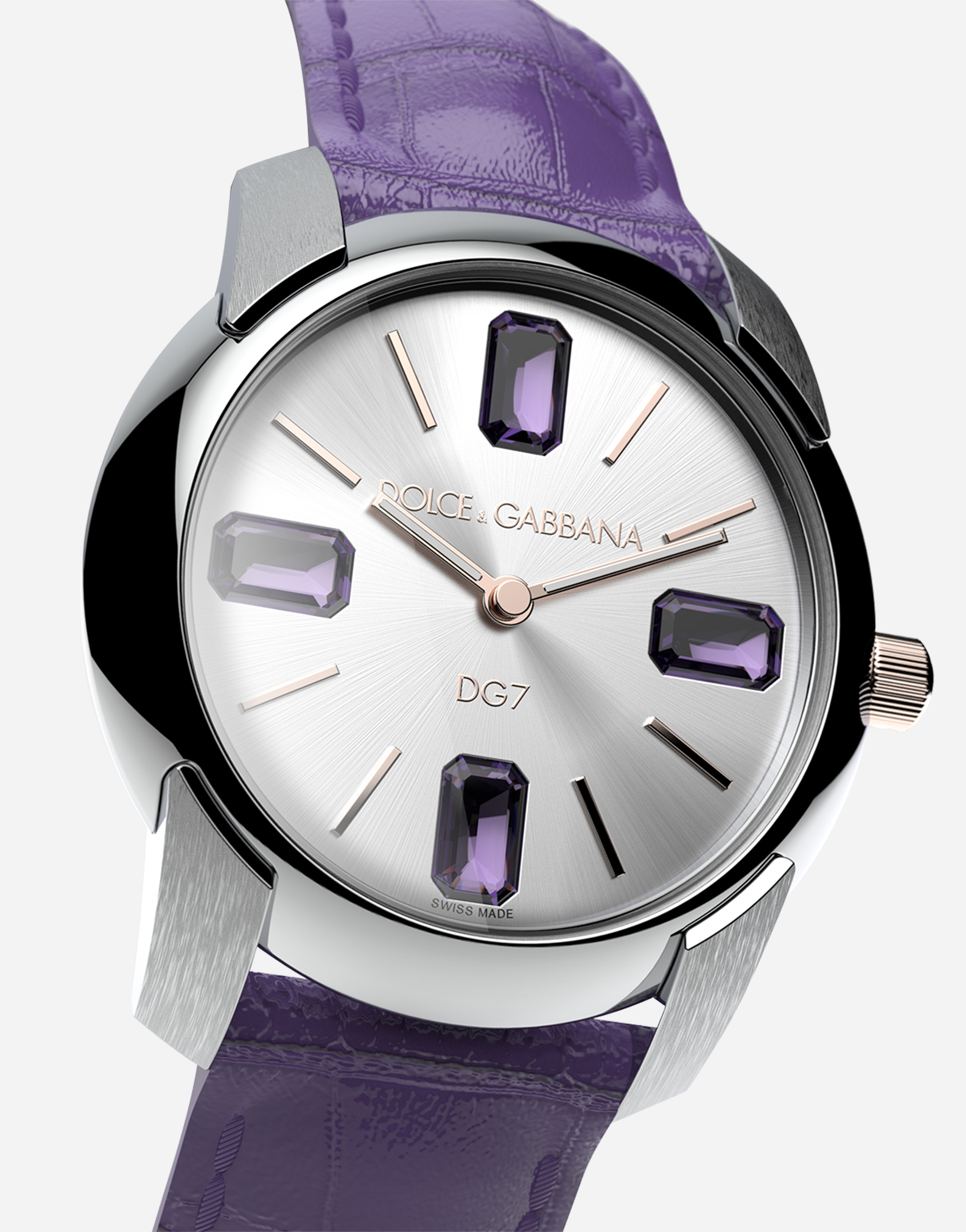 Shop Dolce & Gabbana Watch With Alligator Strap In Purple