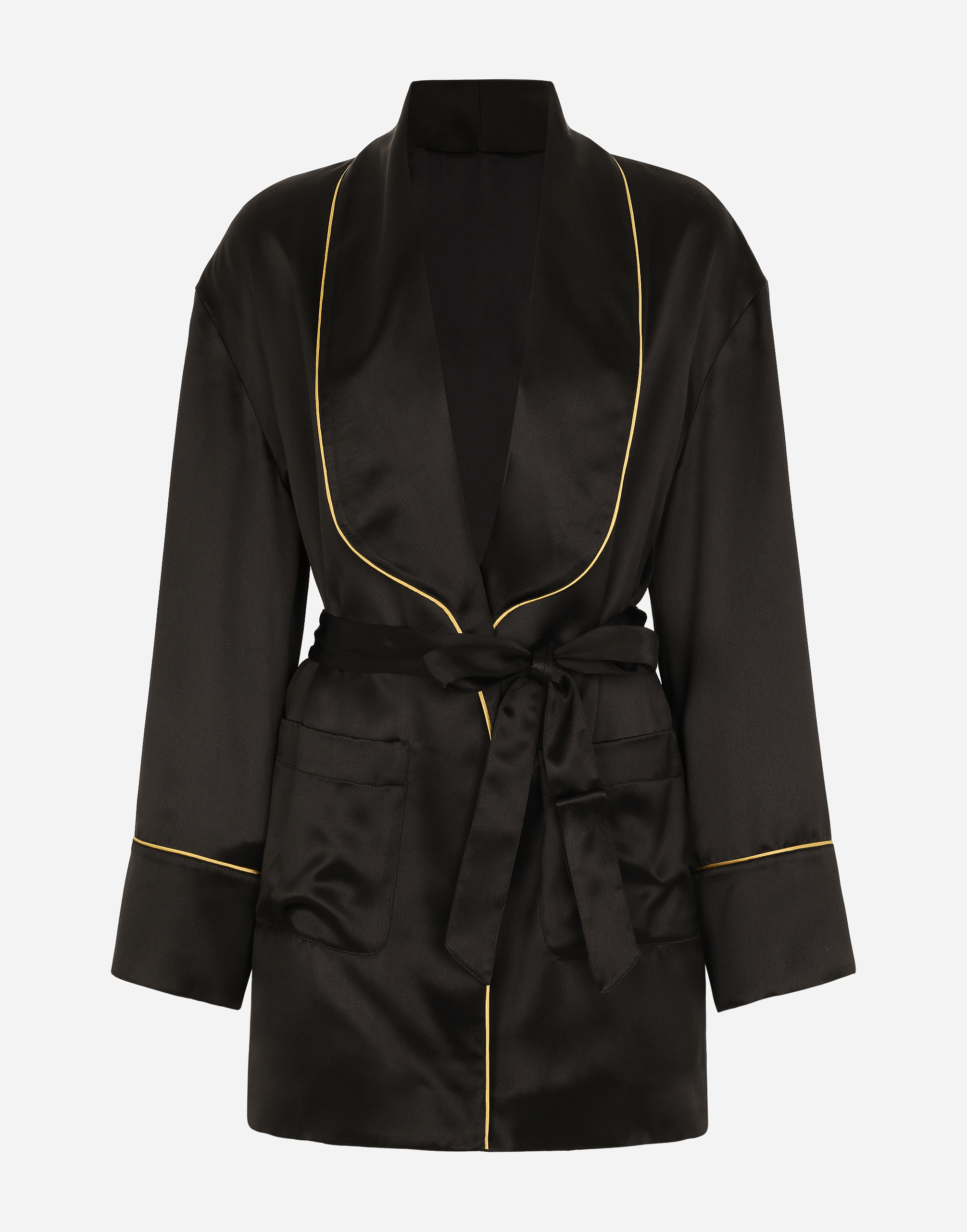 Dolce & Gabbana Dolce&gabbana Silk Belted Robe In Black