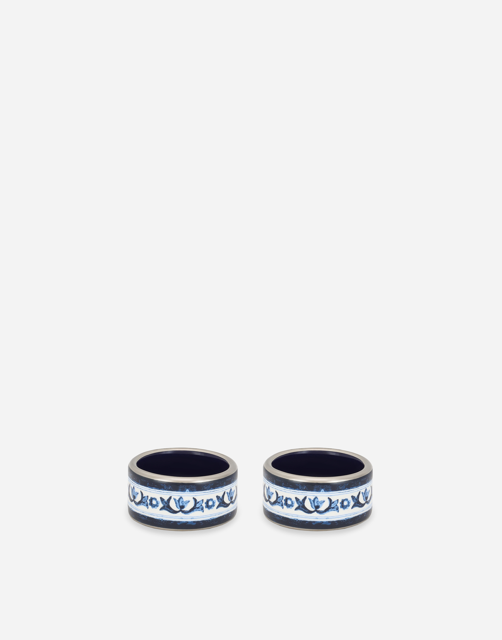 Dolce & Gabbana Set 2 Small Porcelain Napkin Rings In Multicolor