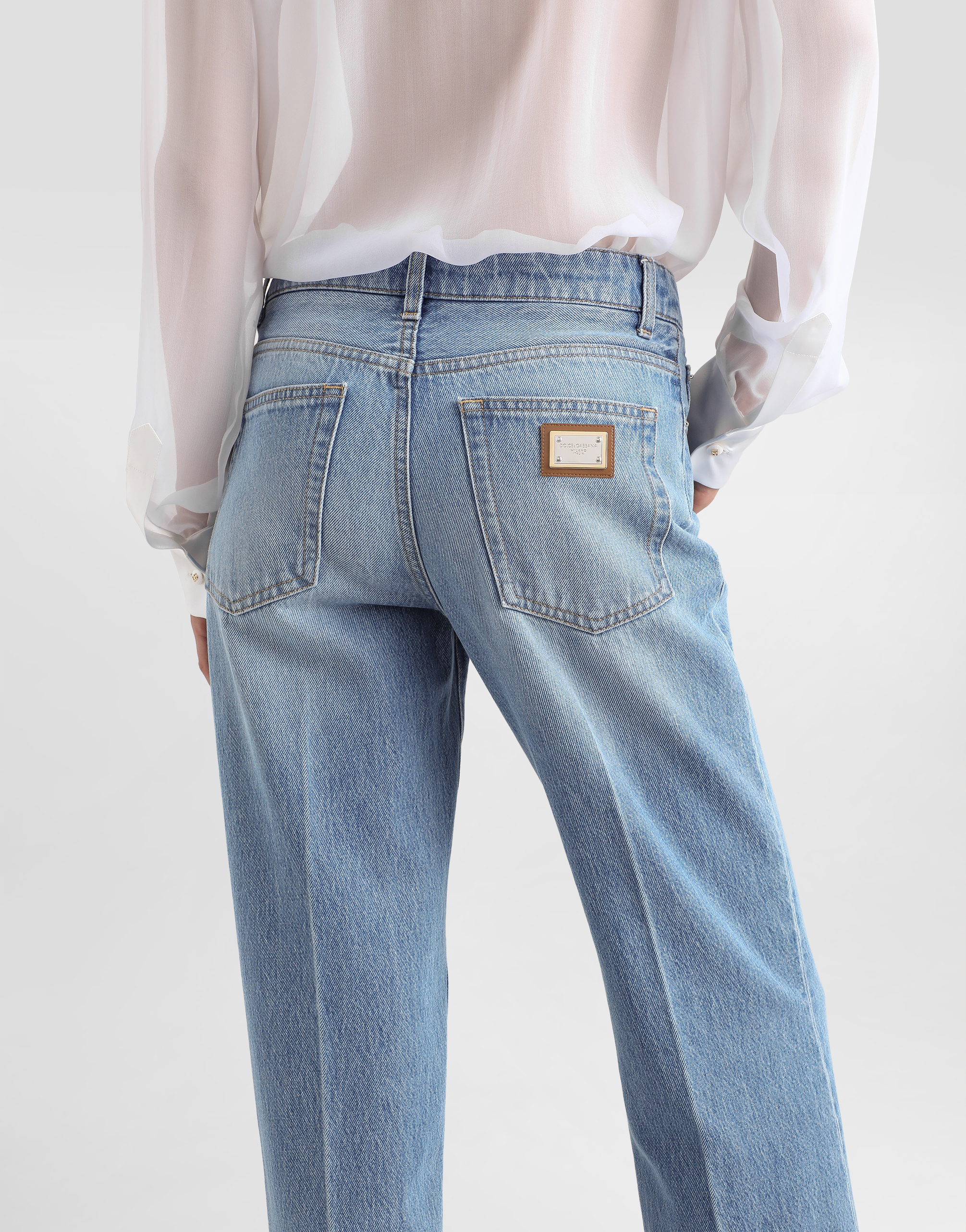 Dolce & Gabbana Straight-leg Blue Jeans With A Distressed Effect In Blue