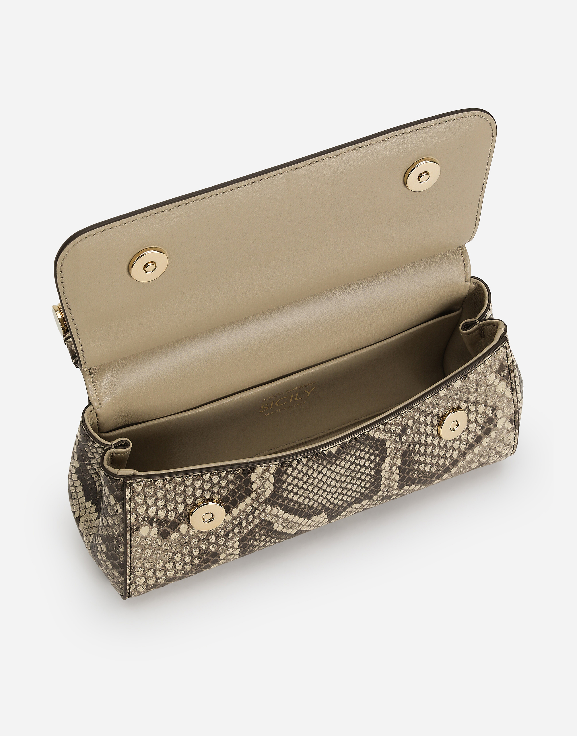 Dolce & Gabbana Leather Handbag With Animalier Print In Brown