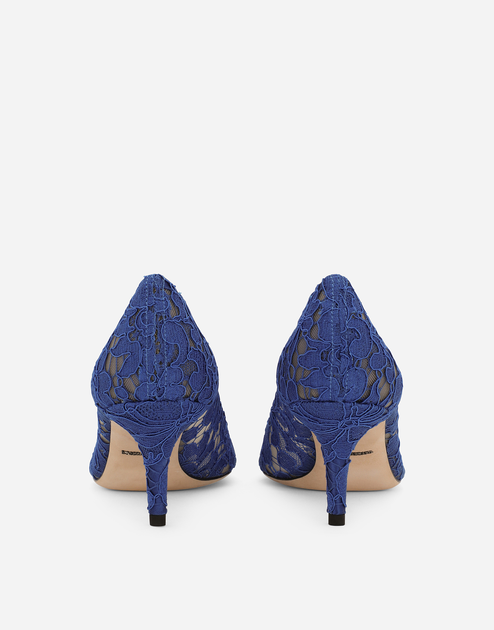 Shop Dolce & Gabbana Lace Rainbow Pumps With Brooch Detailing In Blue