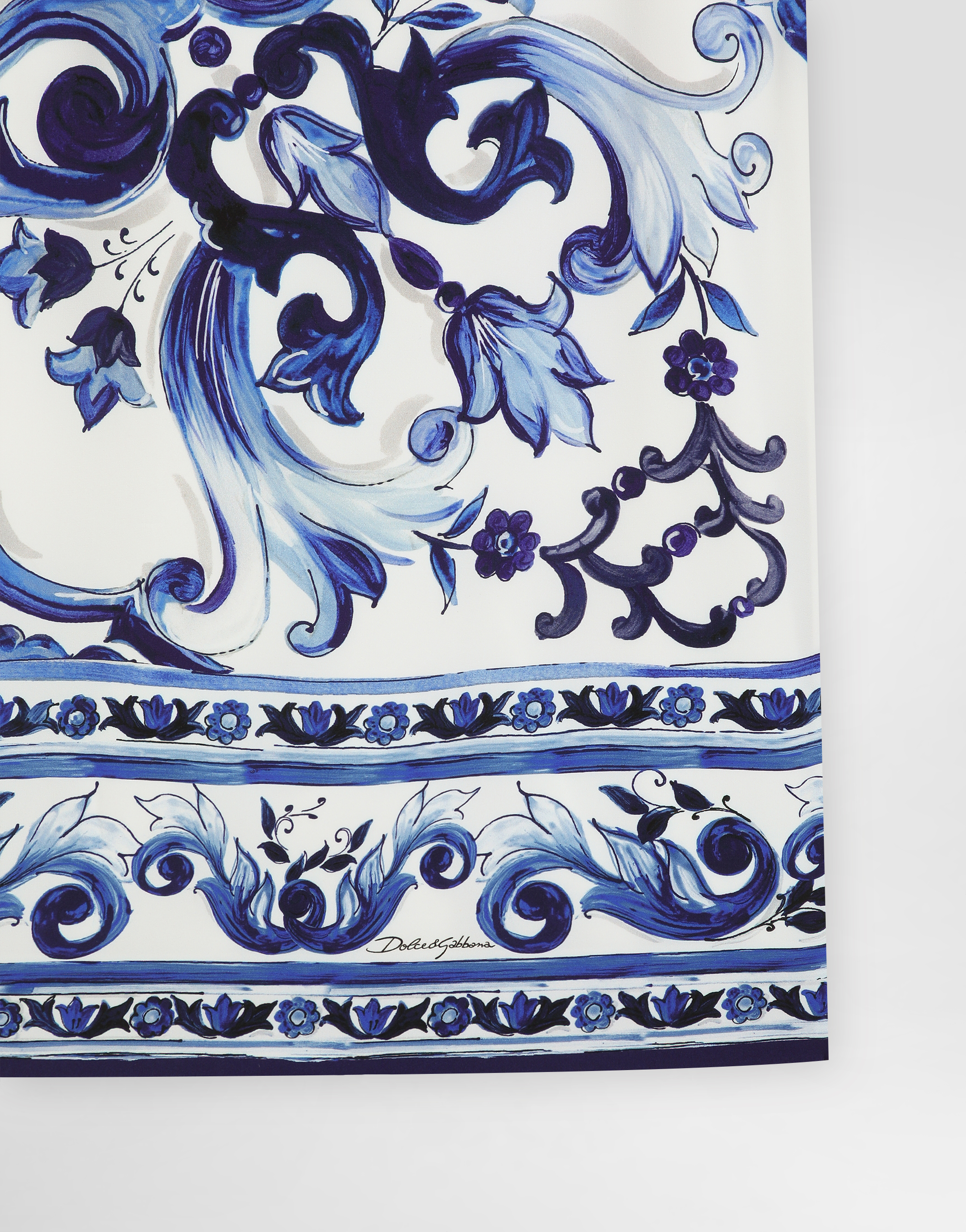 Majolica-print silk dress