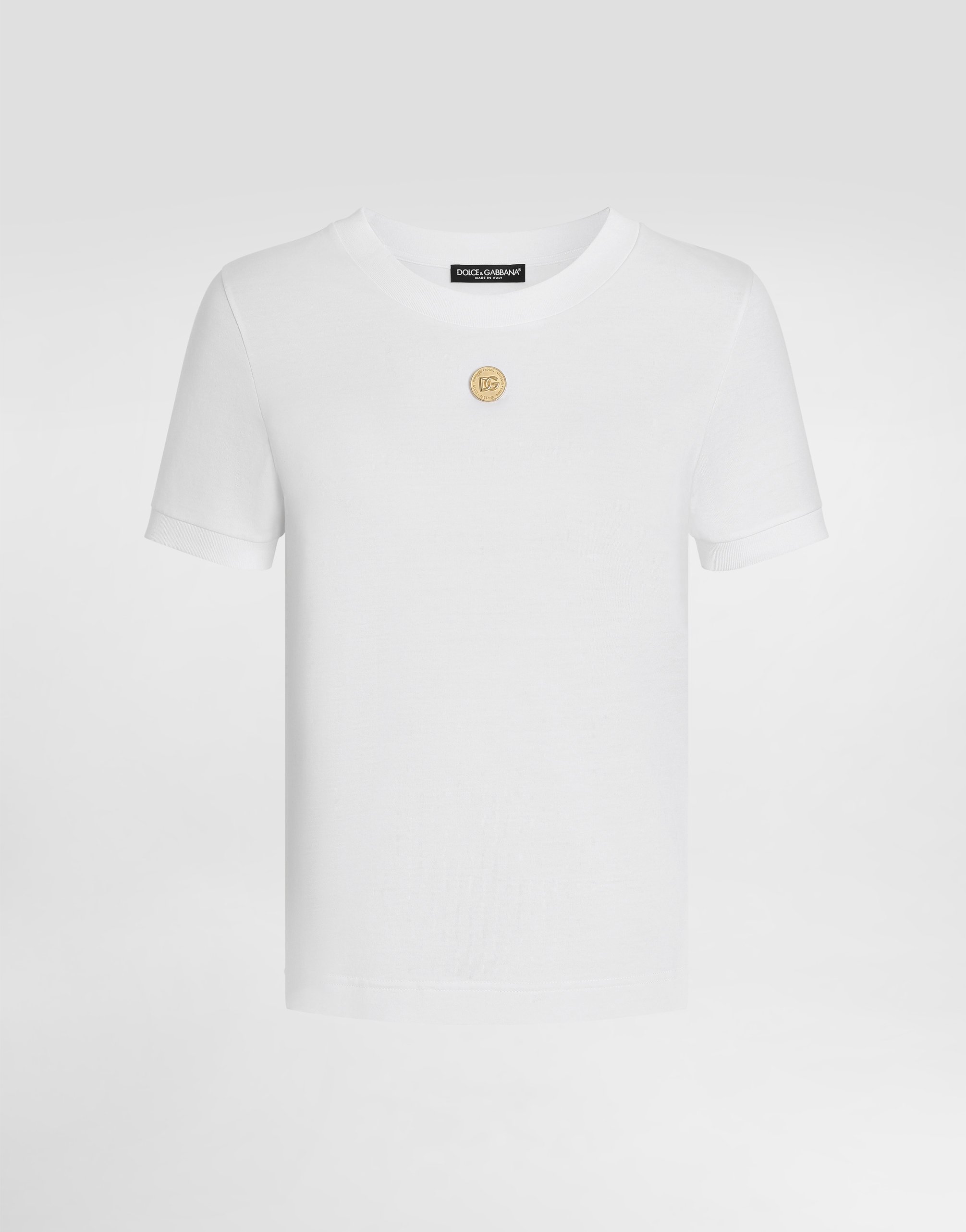 【Dolce & Gabbana】メタルDGロゴ入りコットンTシャツ メダル コットン Tシャツ