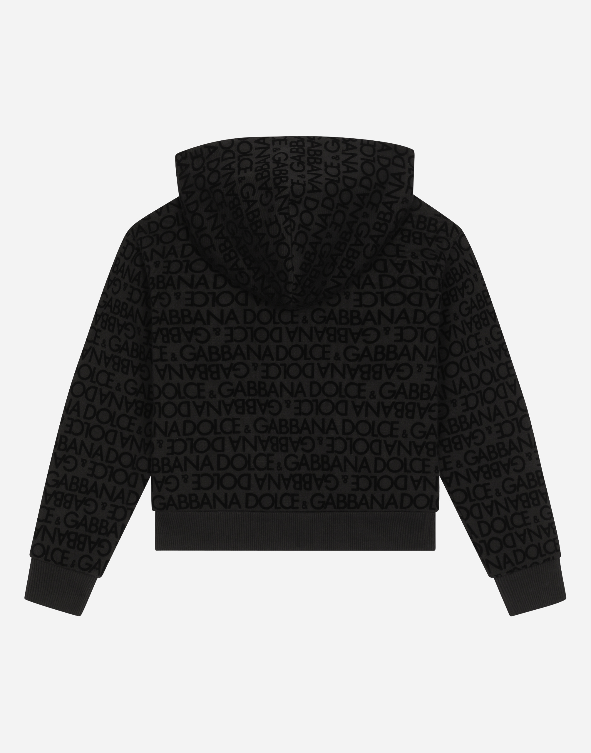 Shop Dolce & Gabbana Jersey Hoodie With Flocked Print In Black