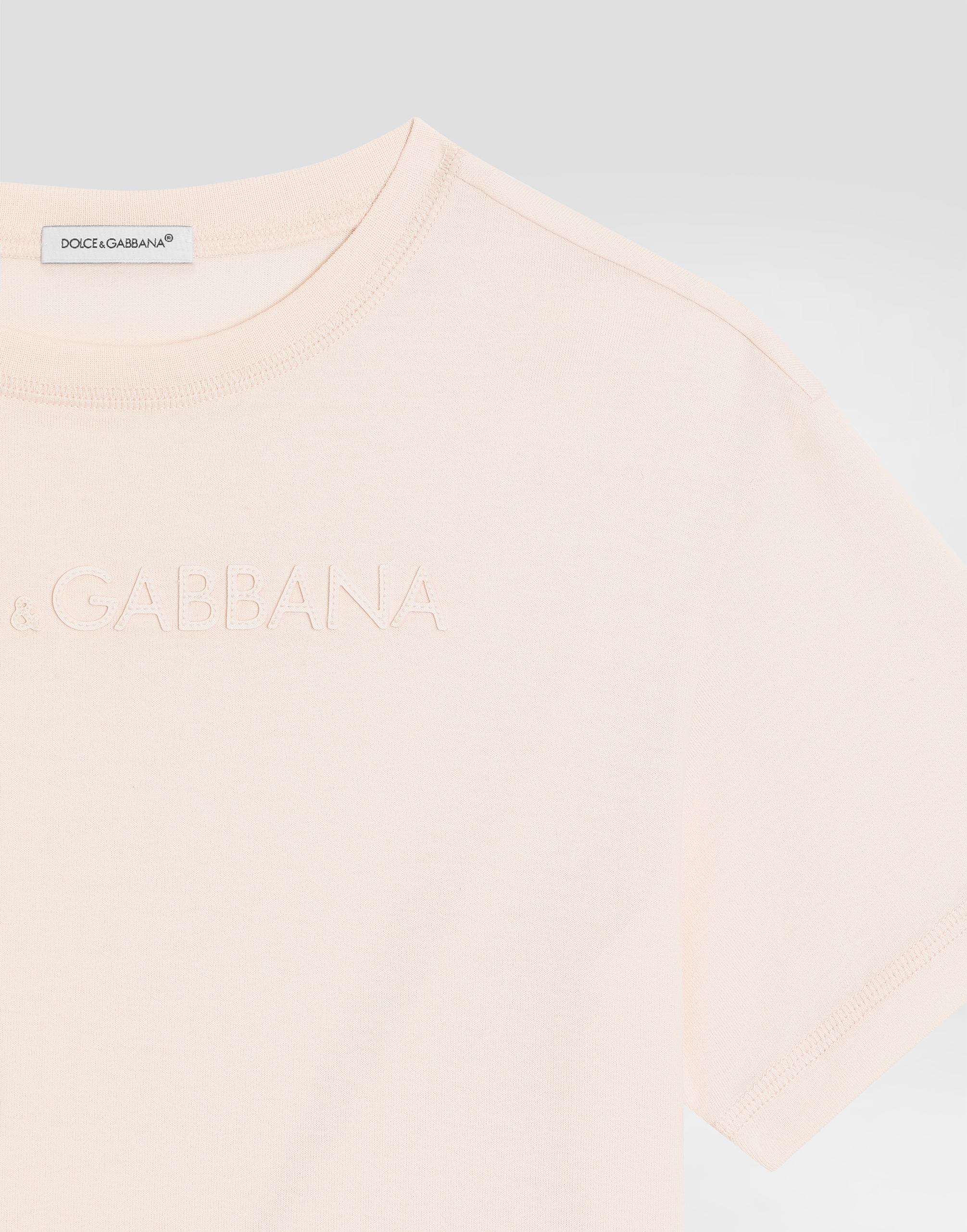 Dolce & Gabbana Jersey T-shirt With Dolce&gabbana Laser Logo In Pink