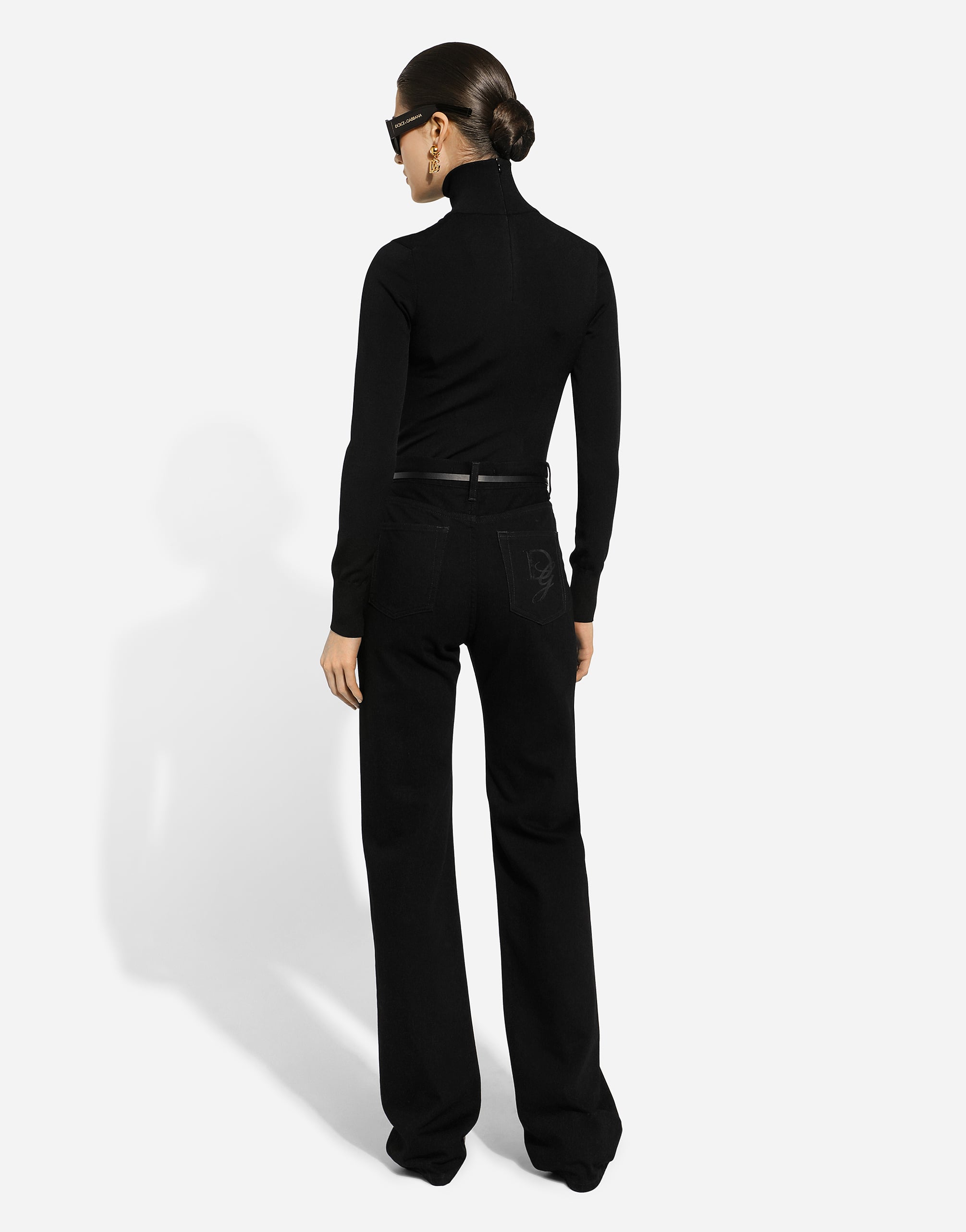  Dolce & Gabbana Dolce & Gabbana Viscose Turtle-neck Sweater With Dg Logo - Woman Sweaters And Cardigans Black 46 