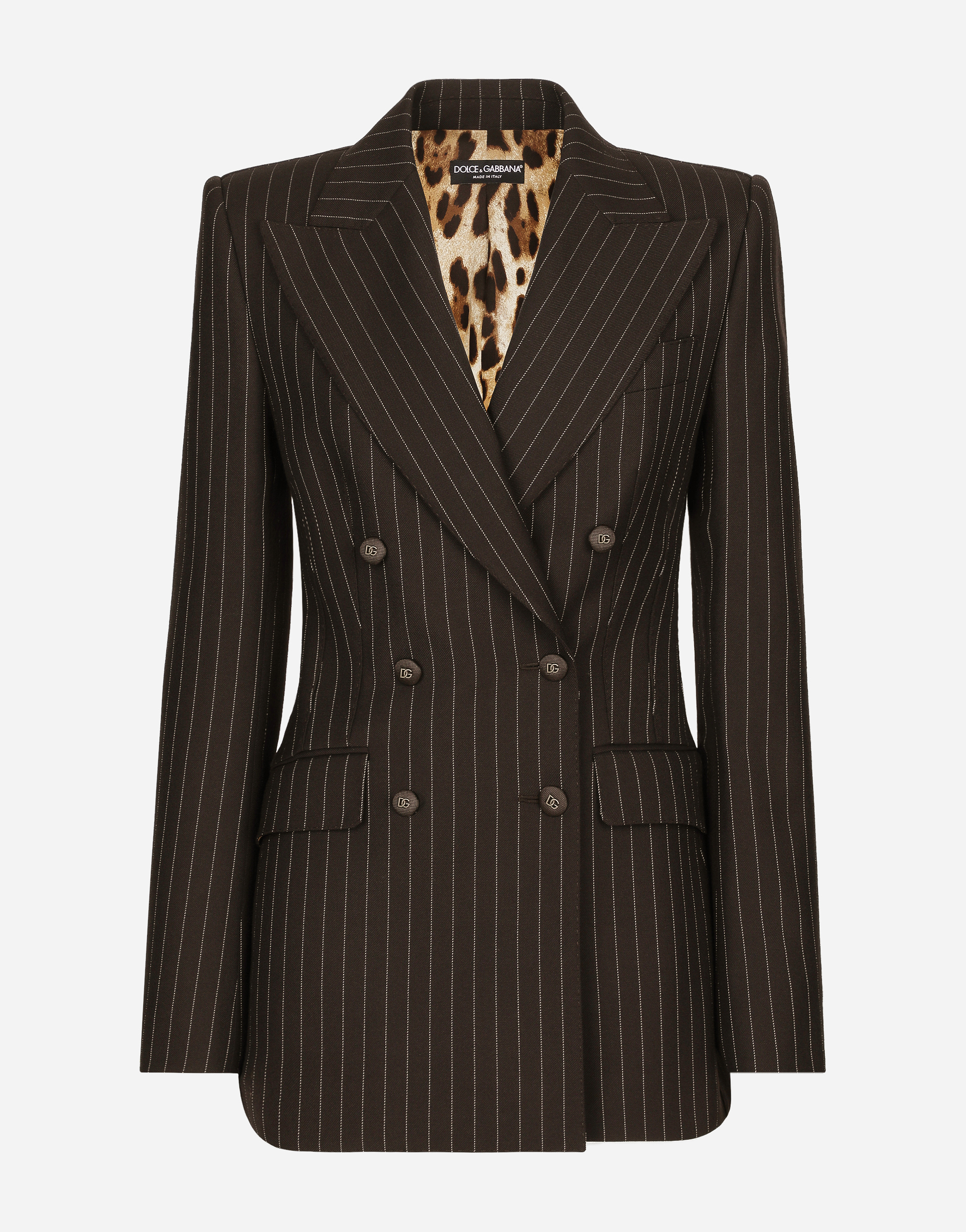Dolce & Gabbana Double-breasted Pinstripe Wool Turlington Jacket - Woman Blazers Multi-colored Wool