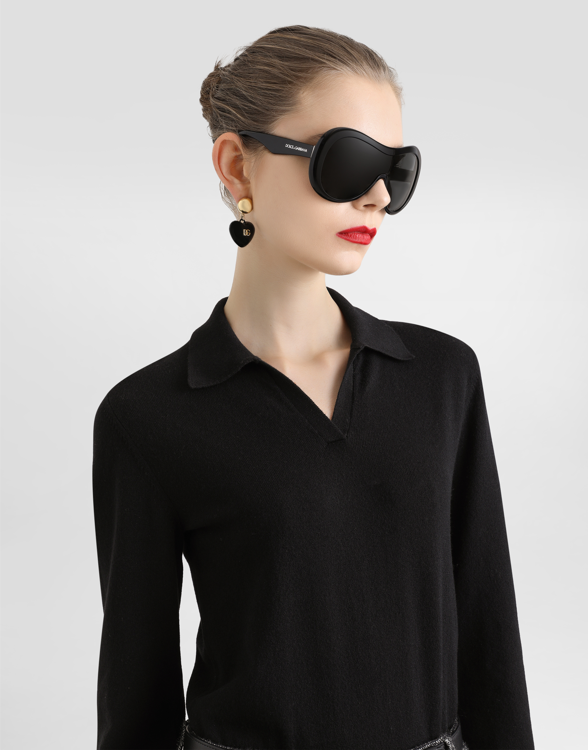 Dolce & Gabbana Collared Neck Long Sleeves Ribbed Hem In Black