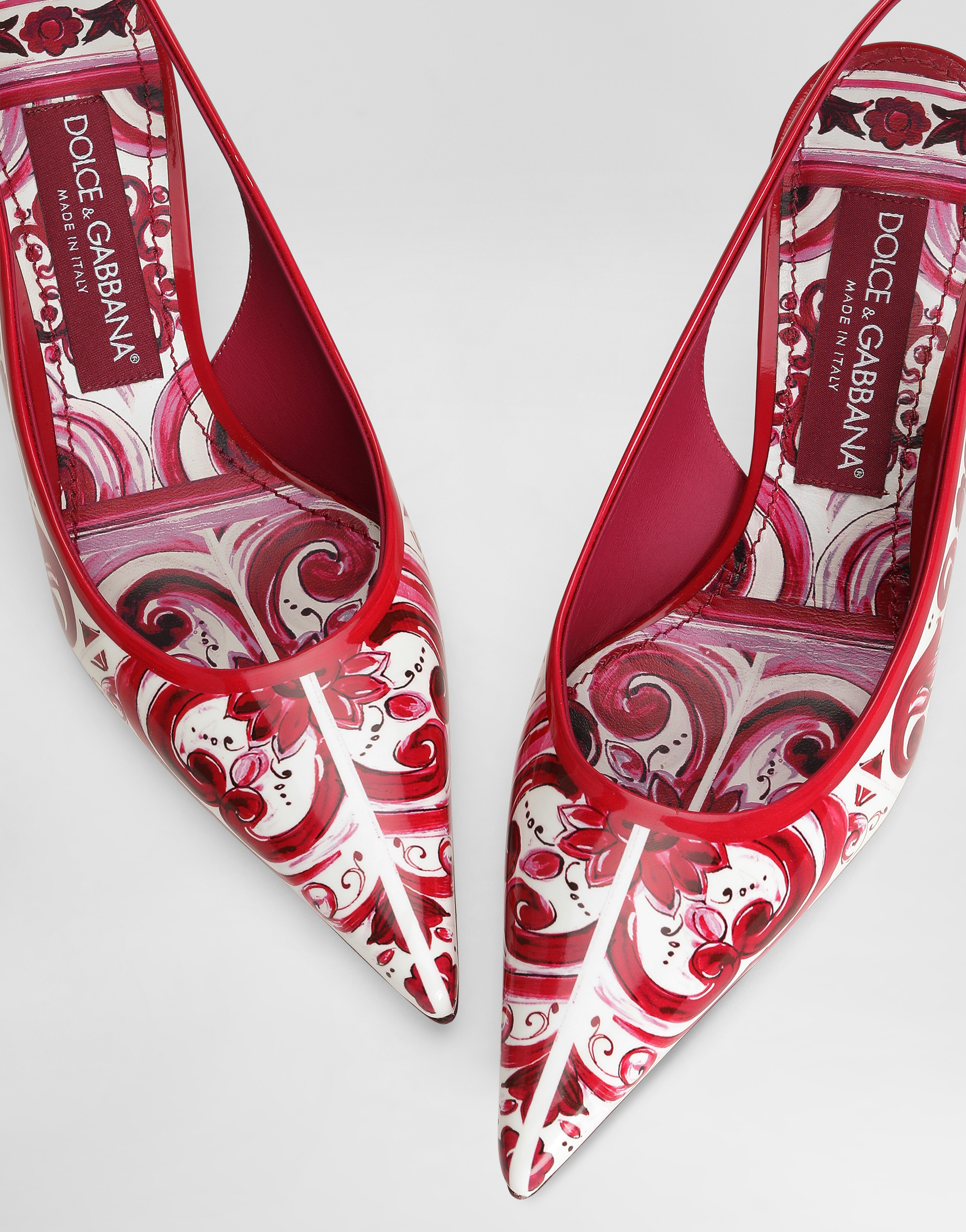 DOLCE & GABBANA PRINTED POLISHED CALFSKIN SLINGBACKS