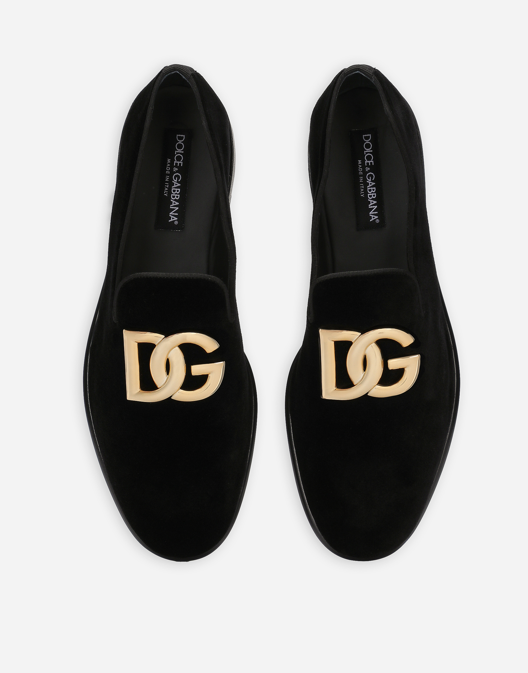 Shop Dolce & Gabbana Pantofola In Velluto Con Logo Dg In Negro