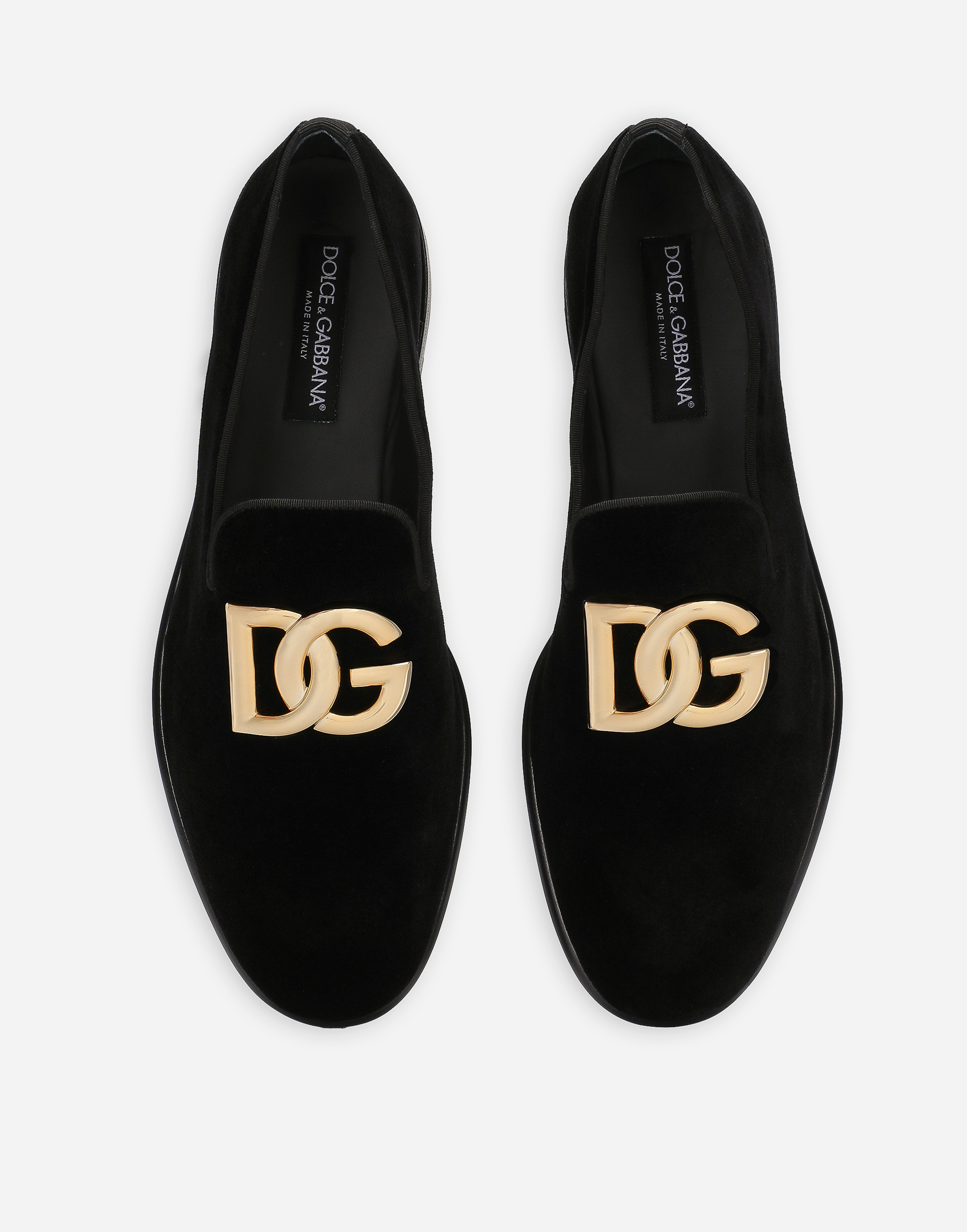 Dolce & Gabbana Dg Cotton Velvet Loafers In Negro