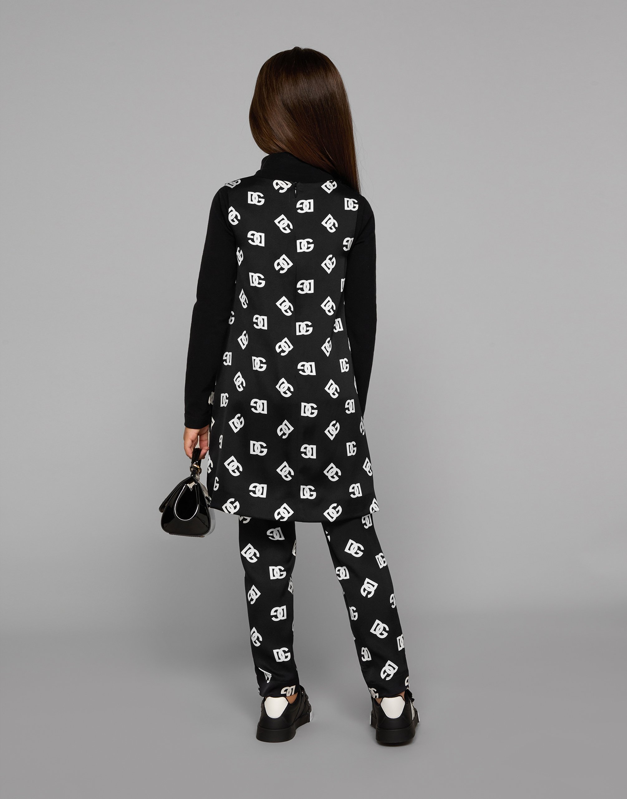 Charmeuse dress with DG logo print