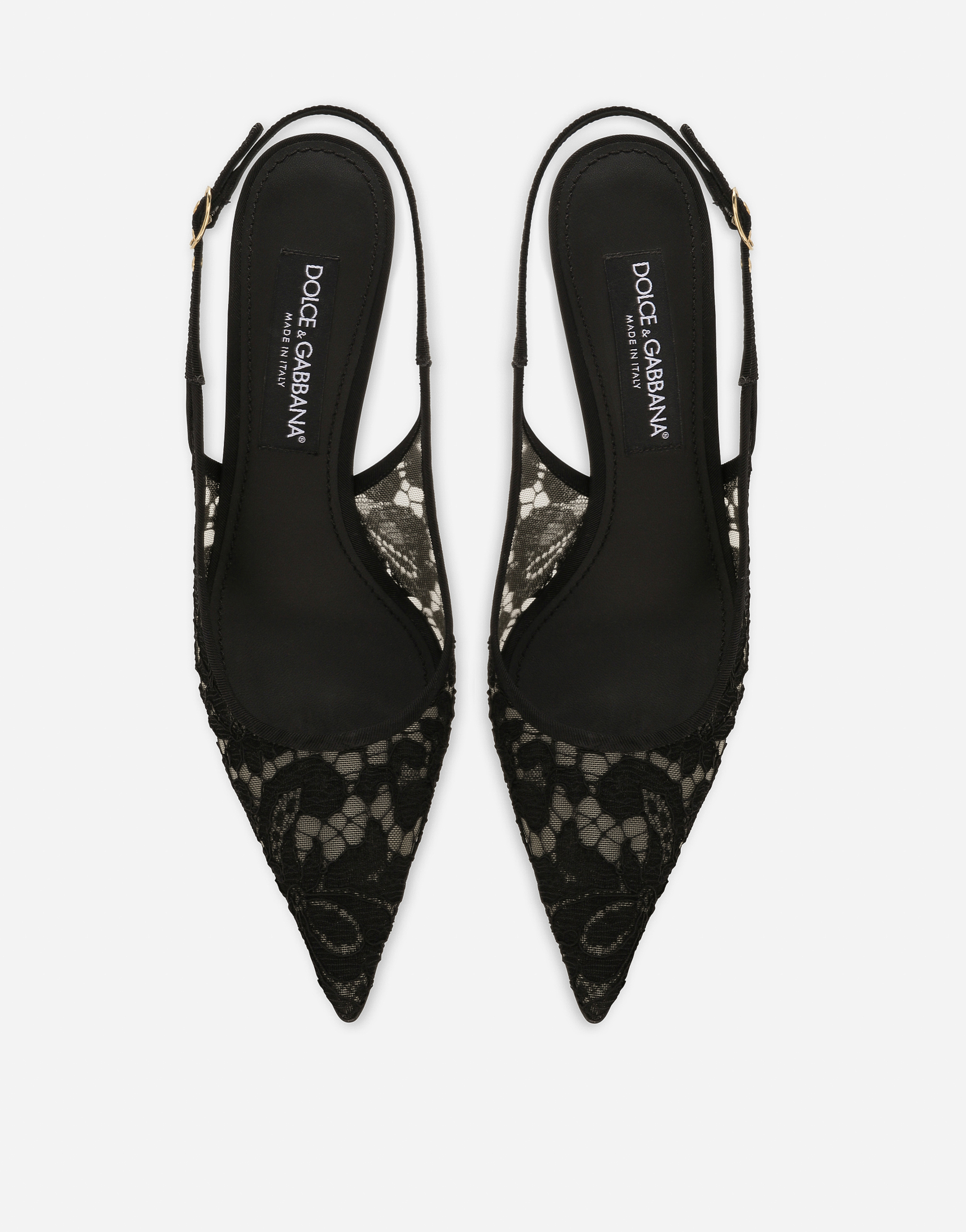 Shop Dolce & Gabbana Lace Slingbacks In Black