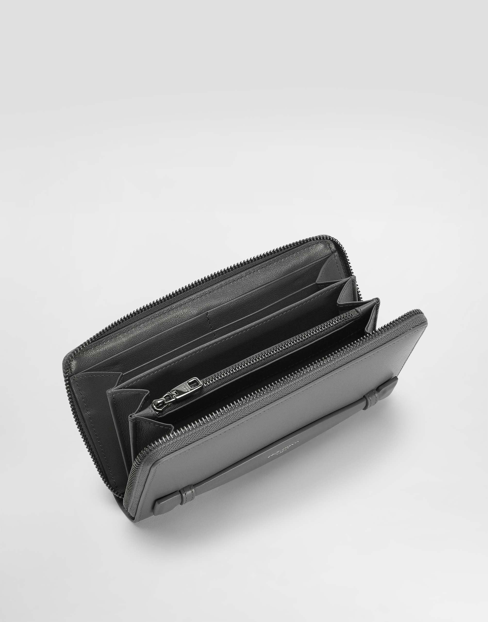 Dolce & Gabbana Zip-around Calfskin Wallet In Grey