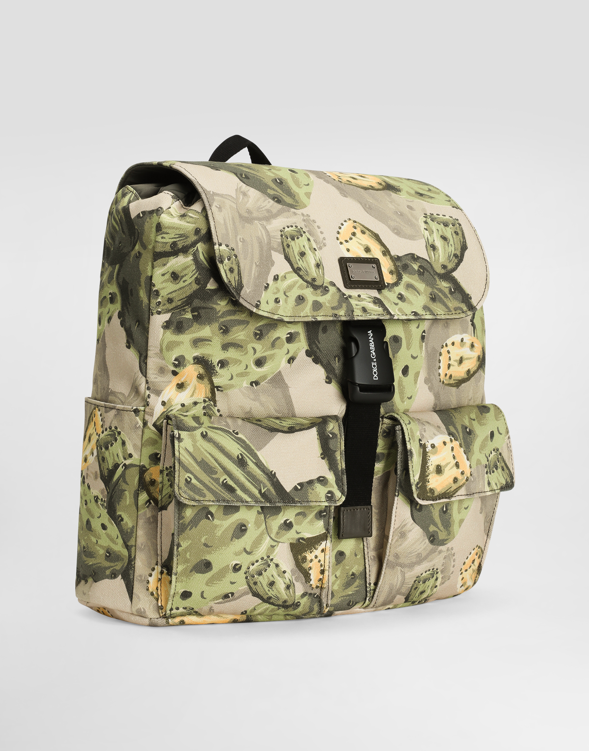 Dolce & Gabbana Figs-print Canvas Backpack In Nude