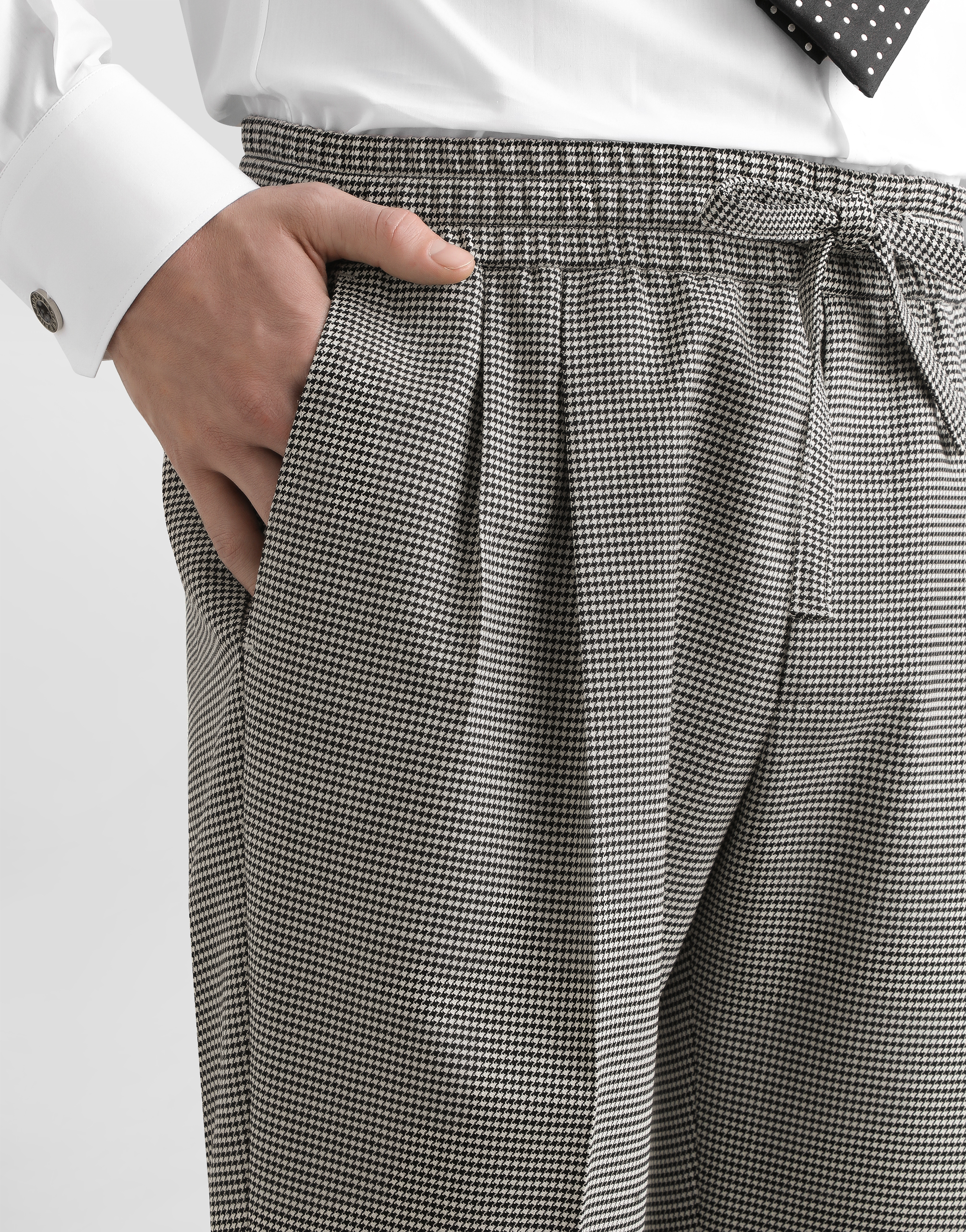 Wool houndstooth joggers