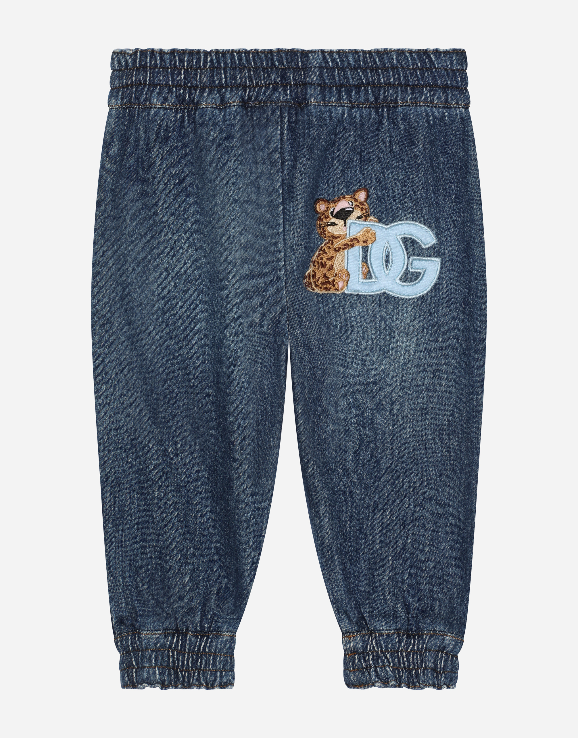 DOLCE & GABBANA JERSEY DENIM JOGGING PANTS WITH DG LOGO
