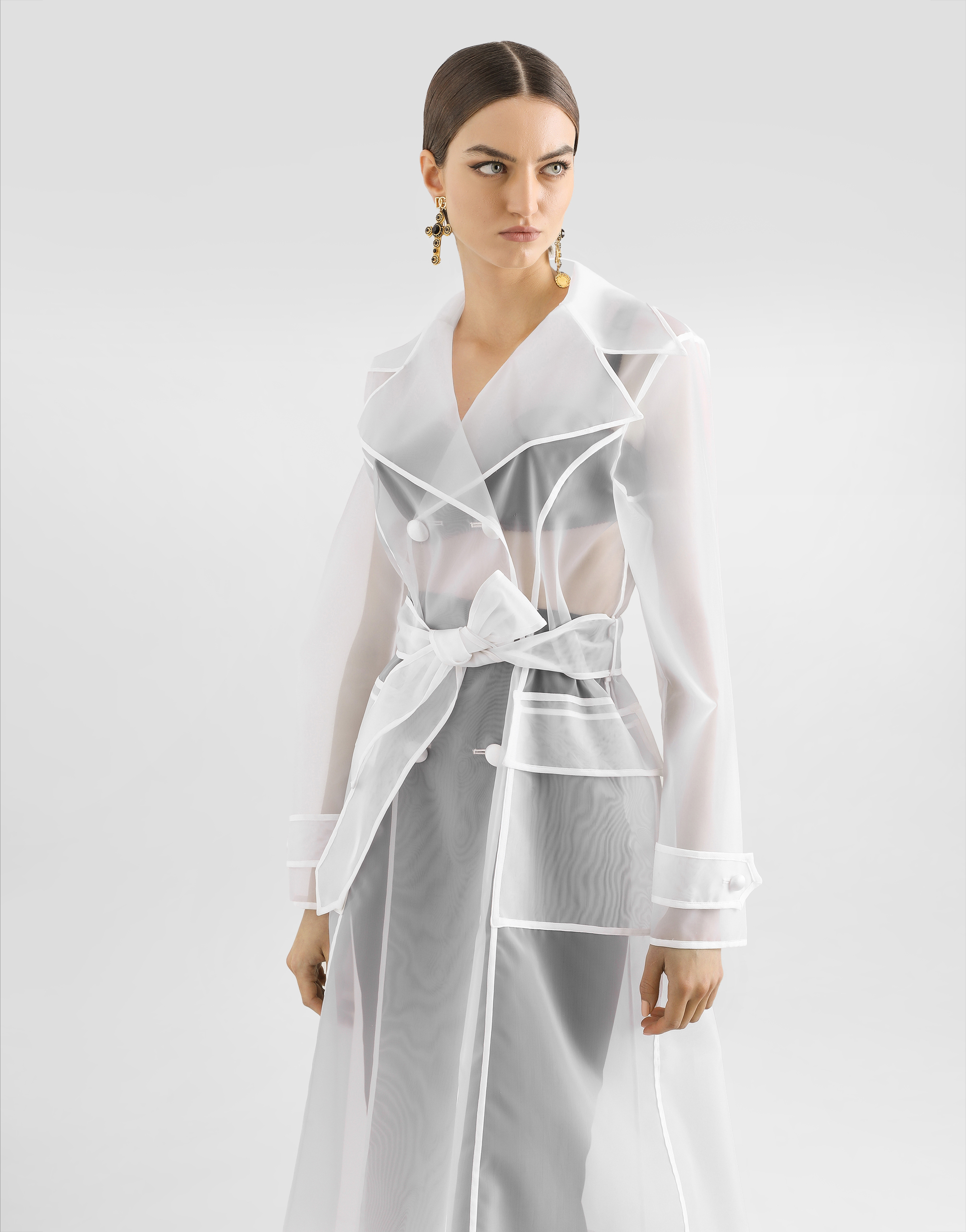 Technical organza trench coat