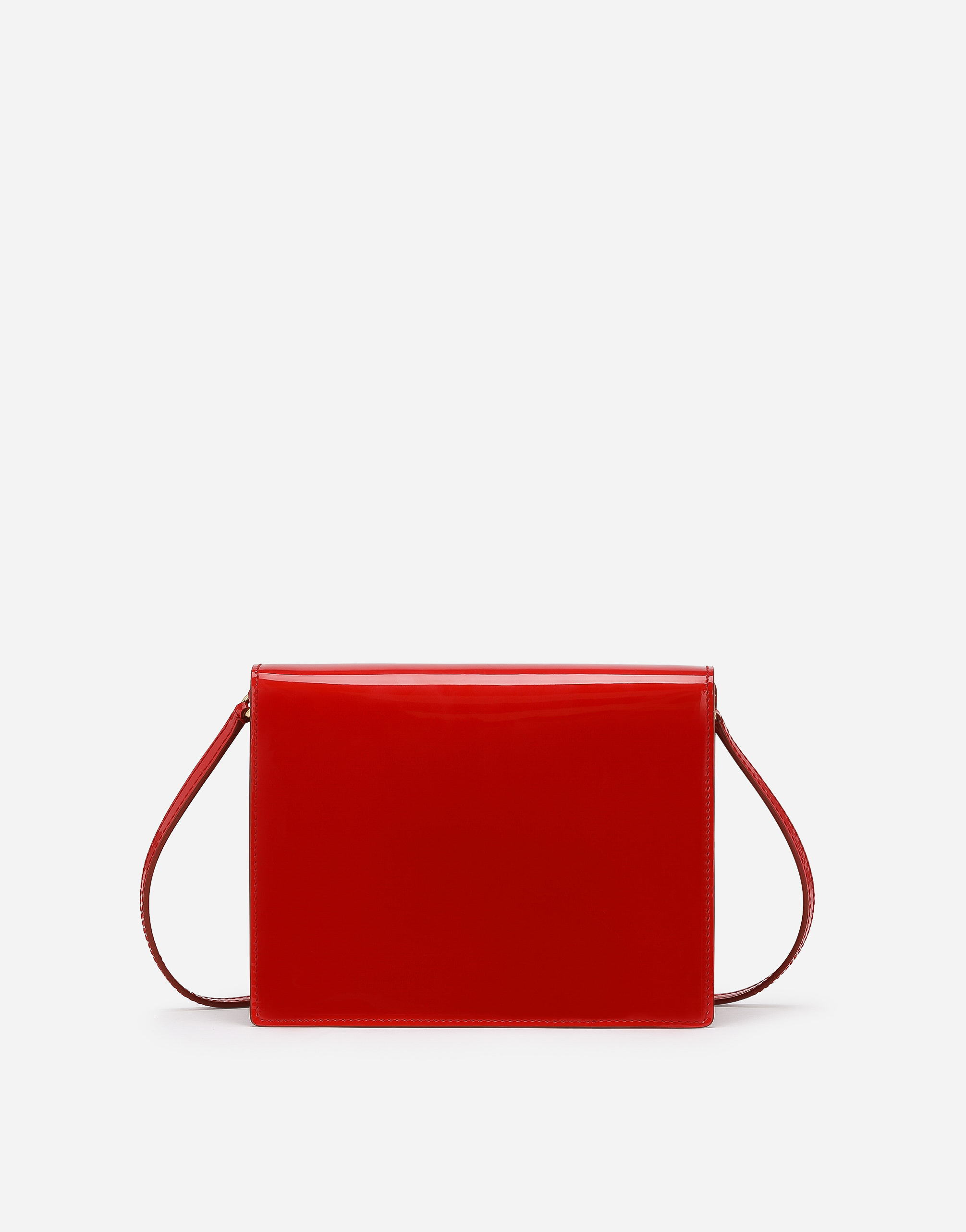 Shop Dolce & Gabbana Patent Leather Crossbody Bag With Logo In Red