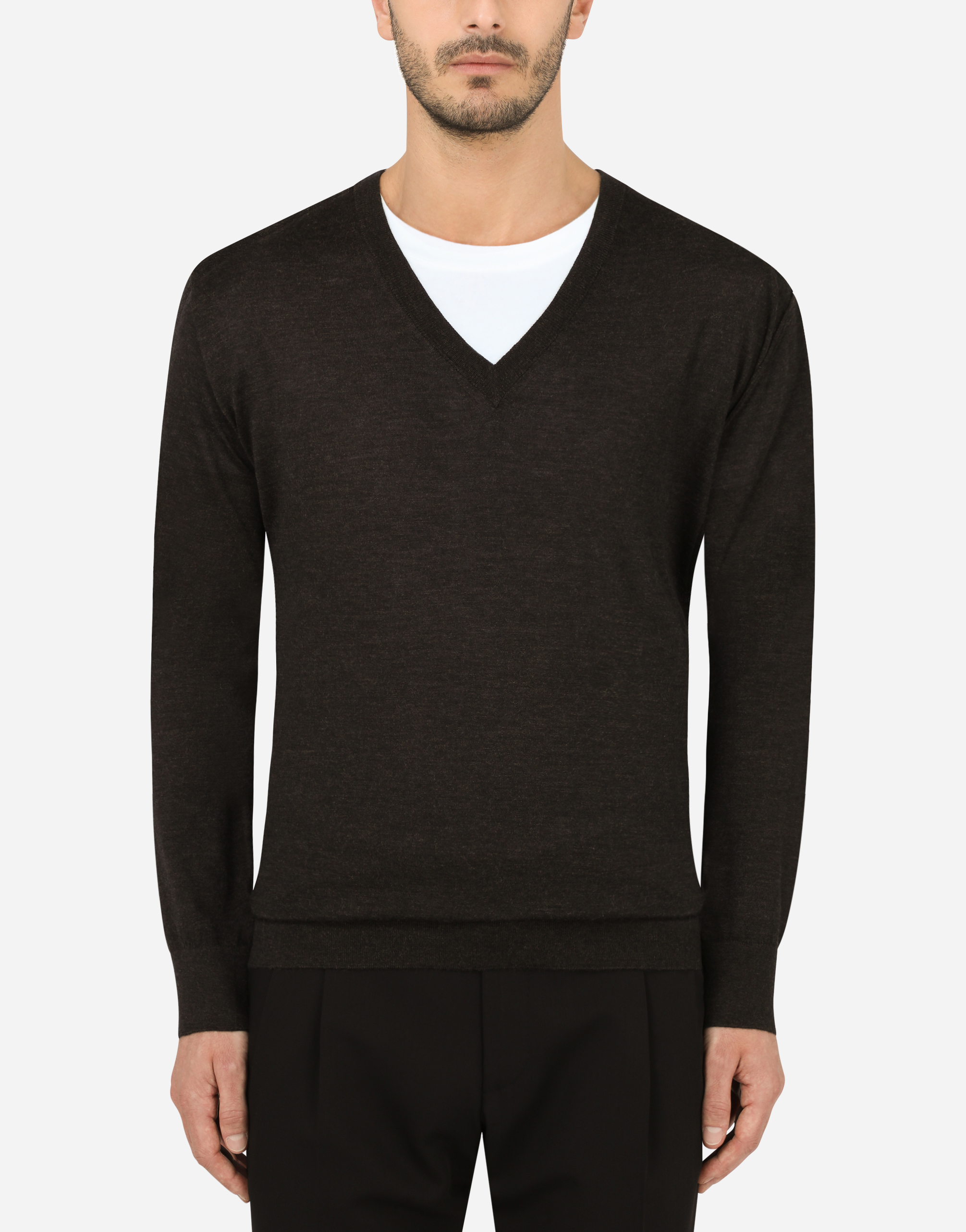 Dolce & Gabbana Pull Scollo V In Grey