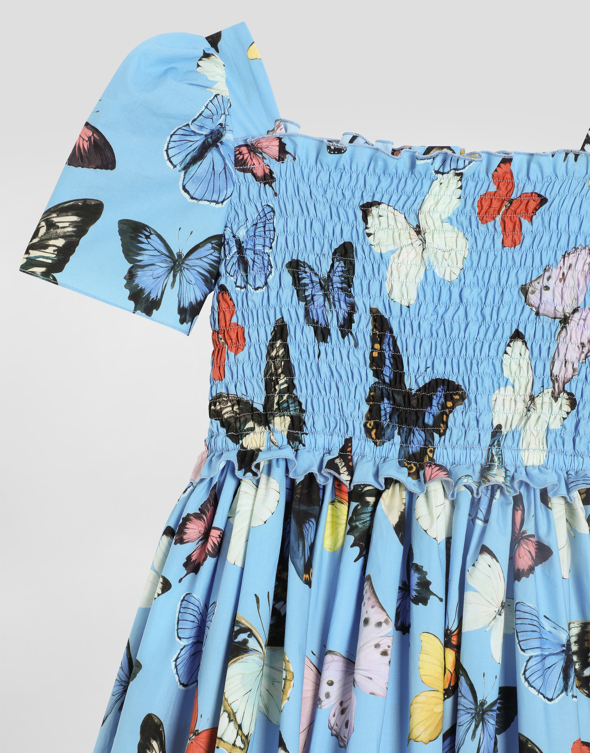 Dolce & Gabbana Poplin Dress With Butterfly Print In Print