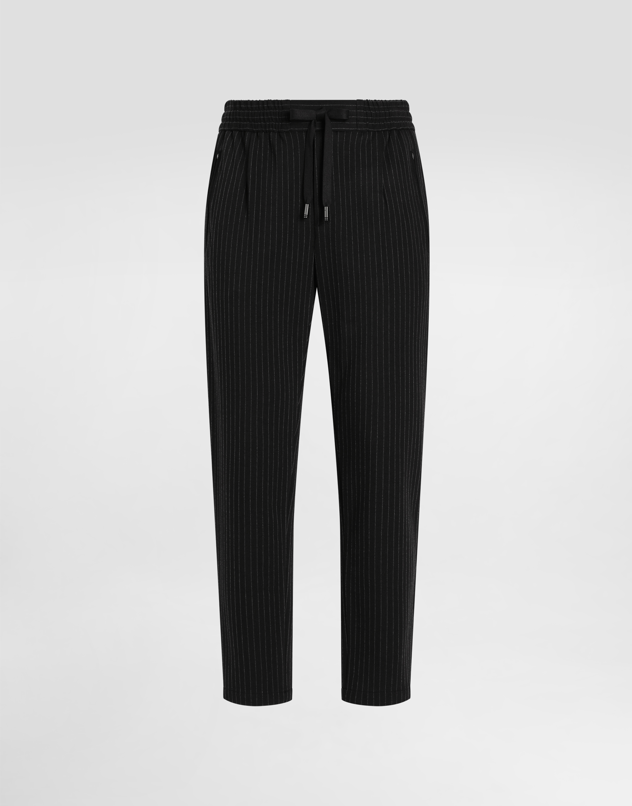 DOLCE & GABBANA PINSTRIPE JERSEY JOGGING PANTS WITH DG PATCH