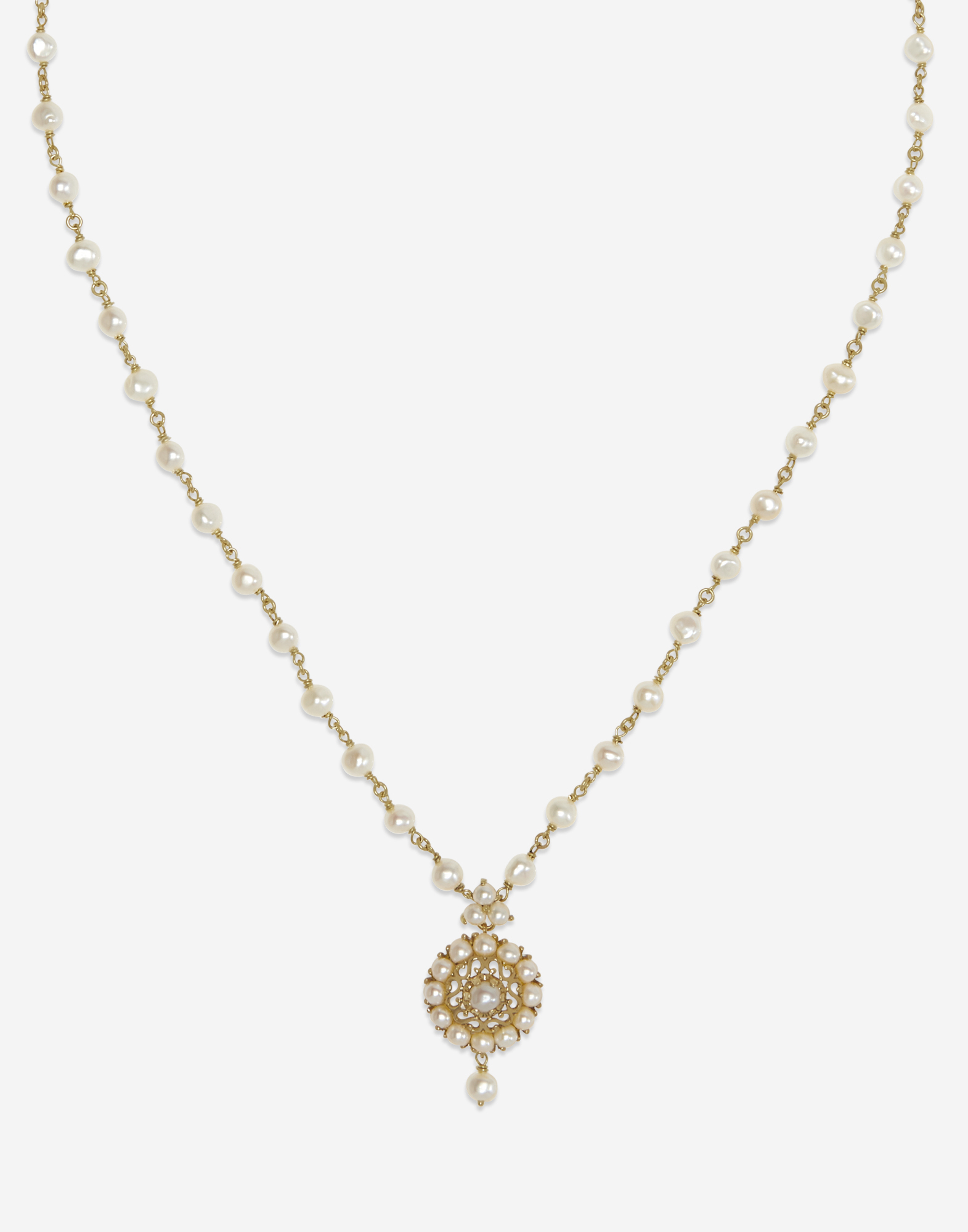 Dolce & Gabbana Romance Necklace In Yellow Gold With Pearls Gold Female Onesize In Gold