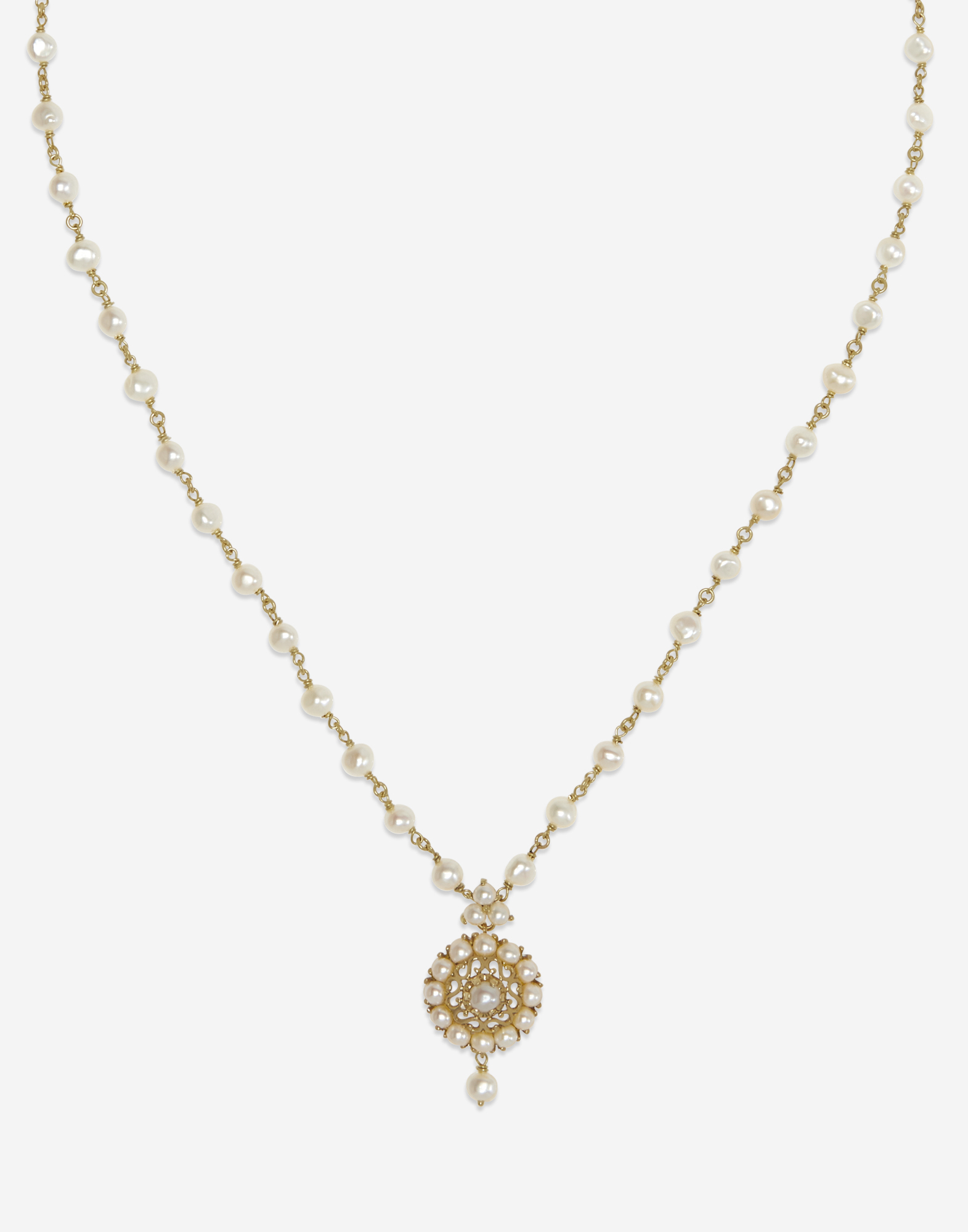 Shop Dolce & Gabbana Romance Necklace In Yellow Gold With Pearls