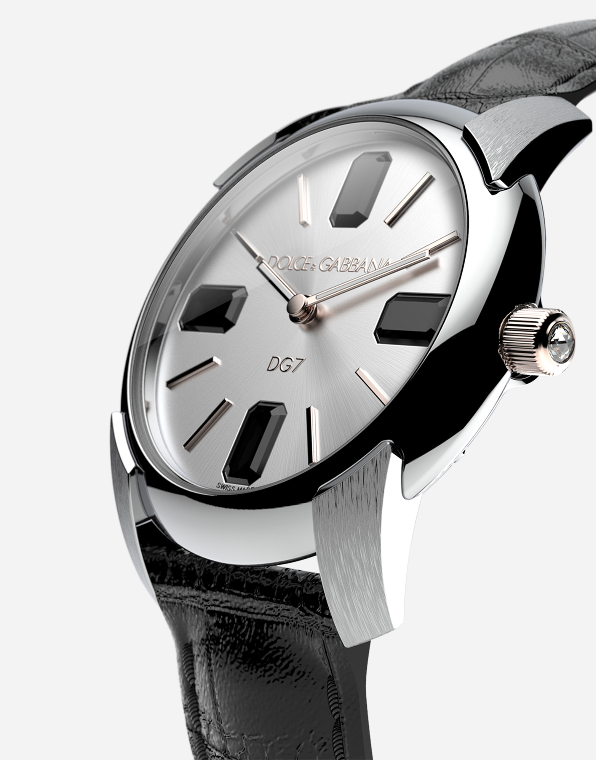 Dolce & Gabbana Watch With Alligator Strap In Black