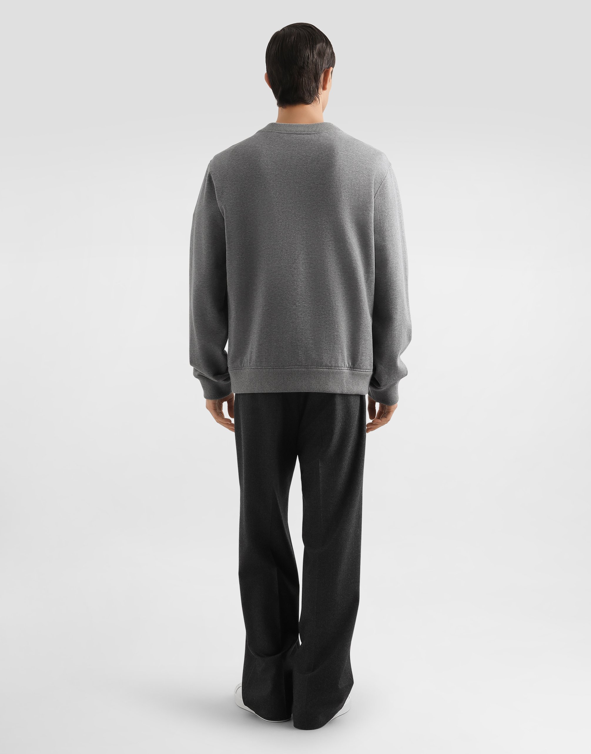 Dolce & Gabbana Sweatshirt With Heraldic Patch In Gray