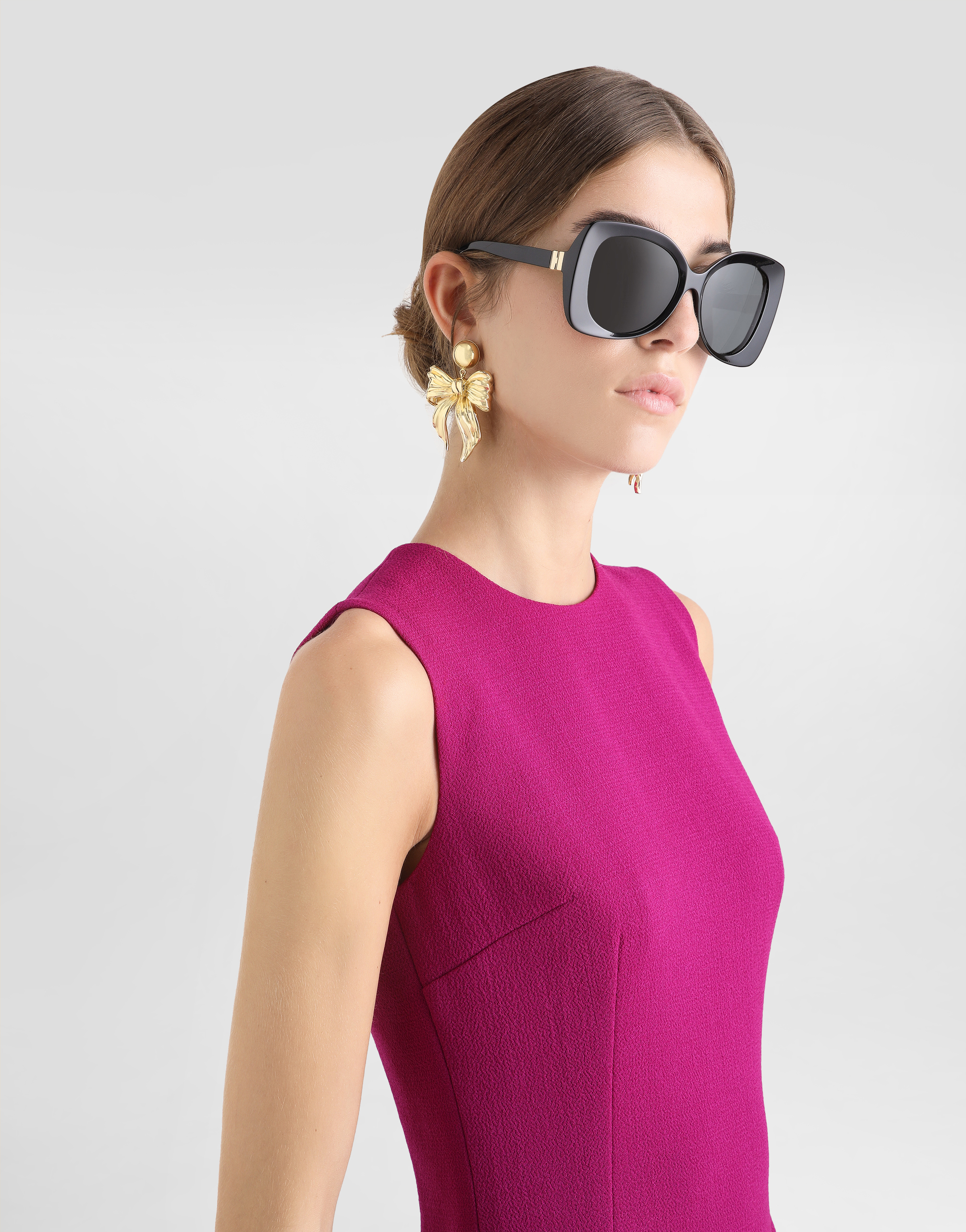 Dolce & Gabbana Wool Crepe Calf-length Sheath Dress In Multicolor