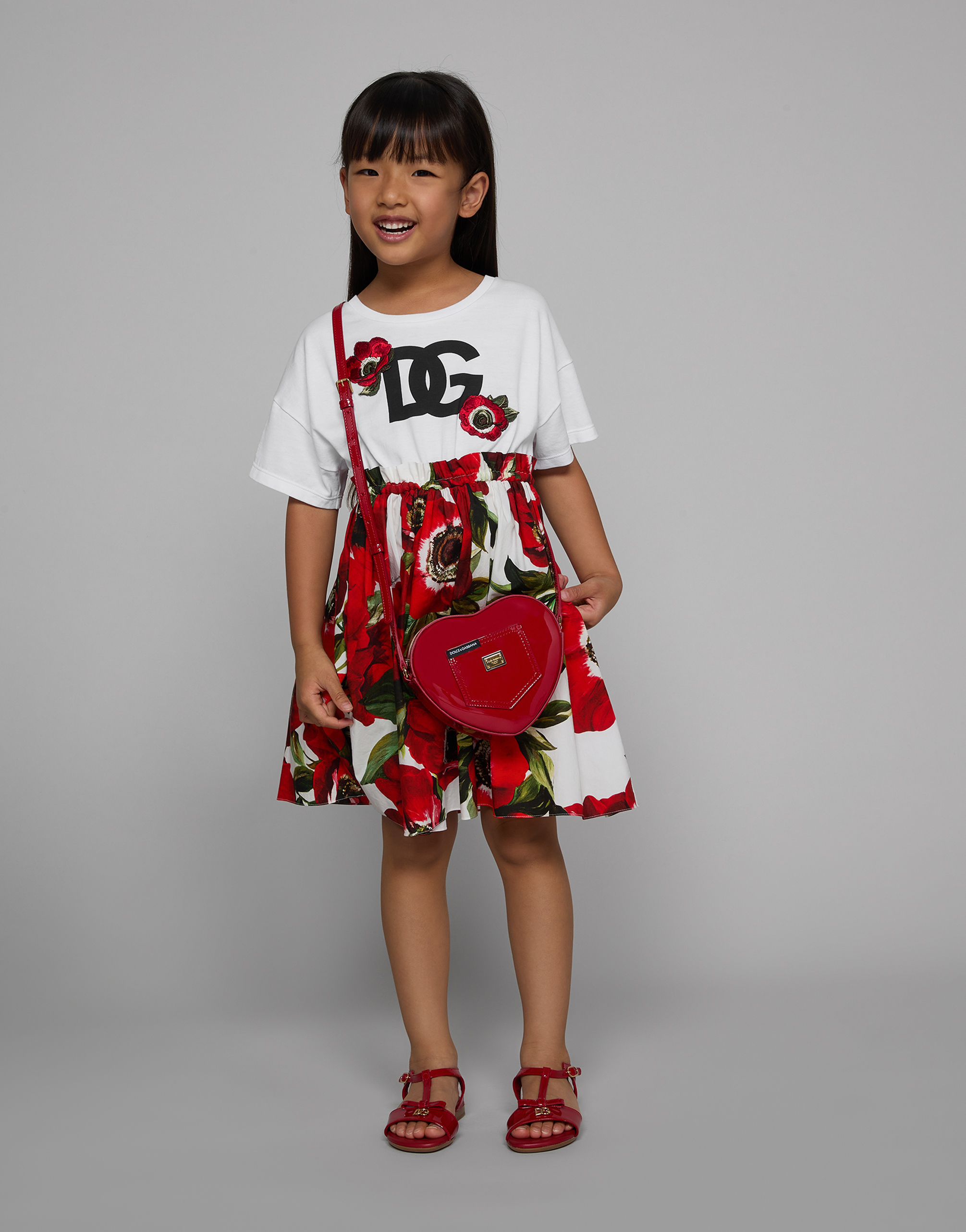 Dolce & Gabbana Girls Dg Logo Patent Leather Sandals In Red