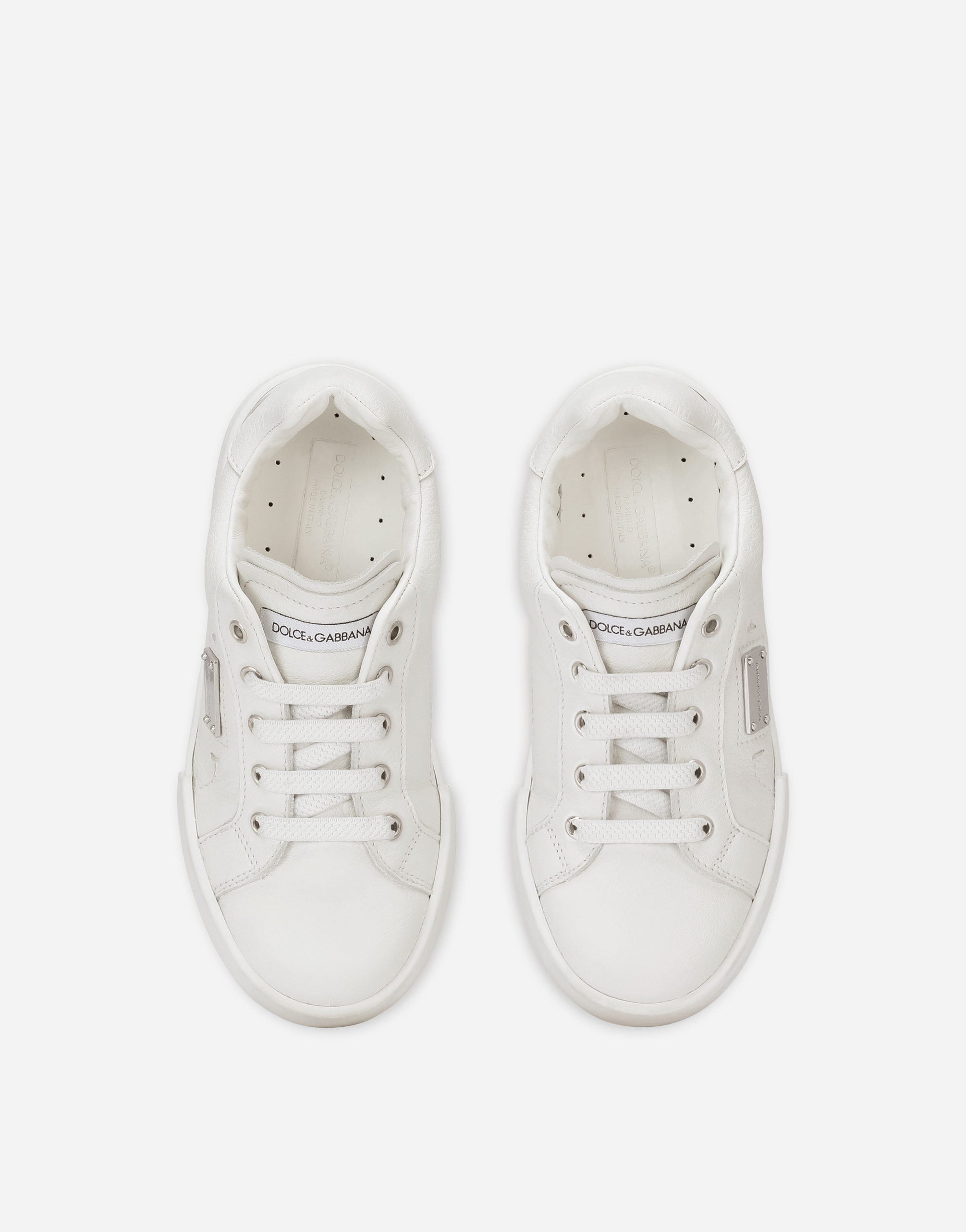 Dolce & Gabbana Calfskin Portofino Light Sneakers In White