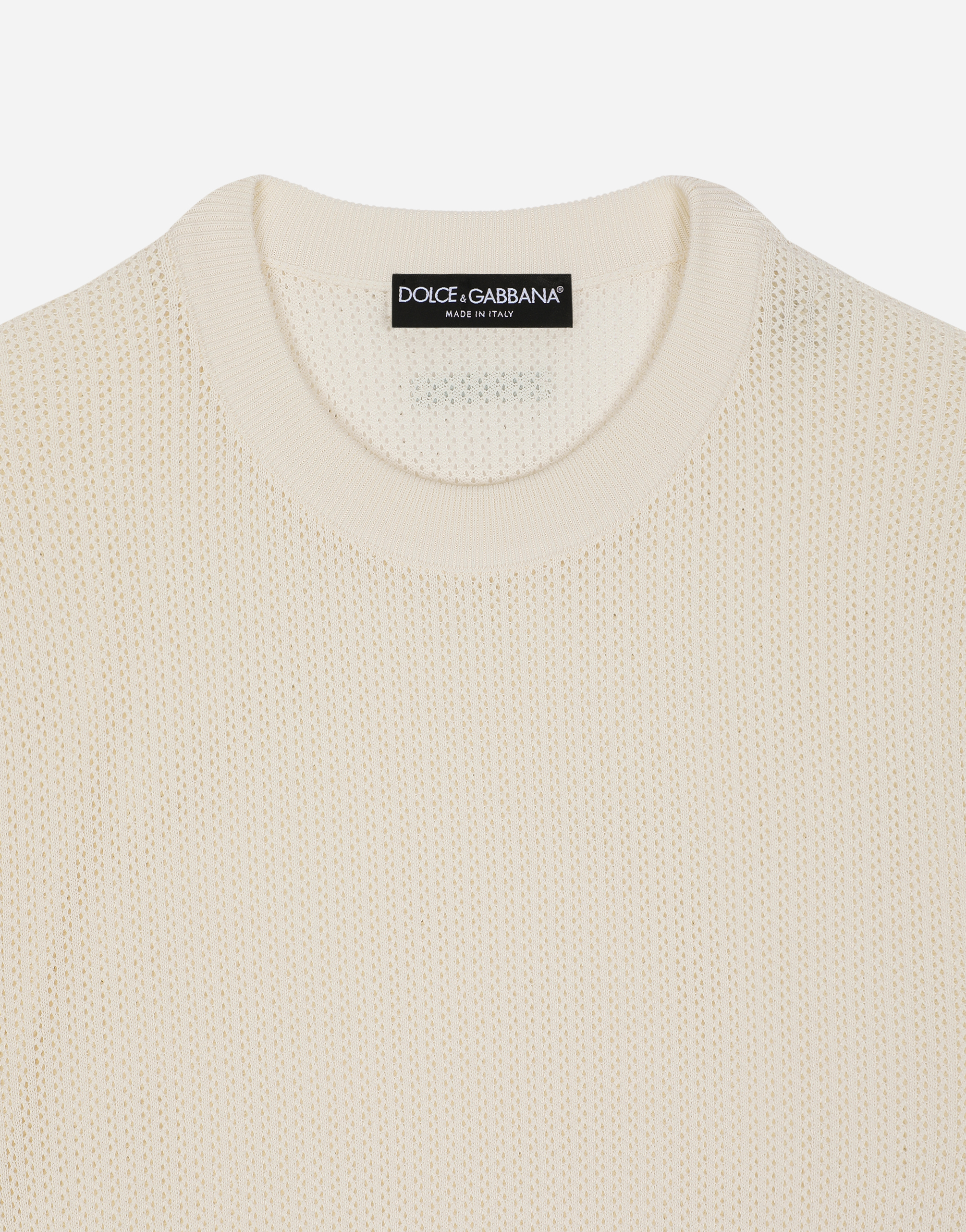 Shop Dolce & Gabbana Cotton Sweater With Logo Label In White
