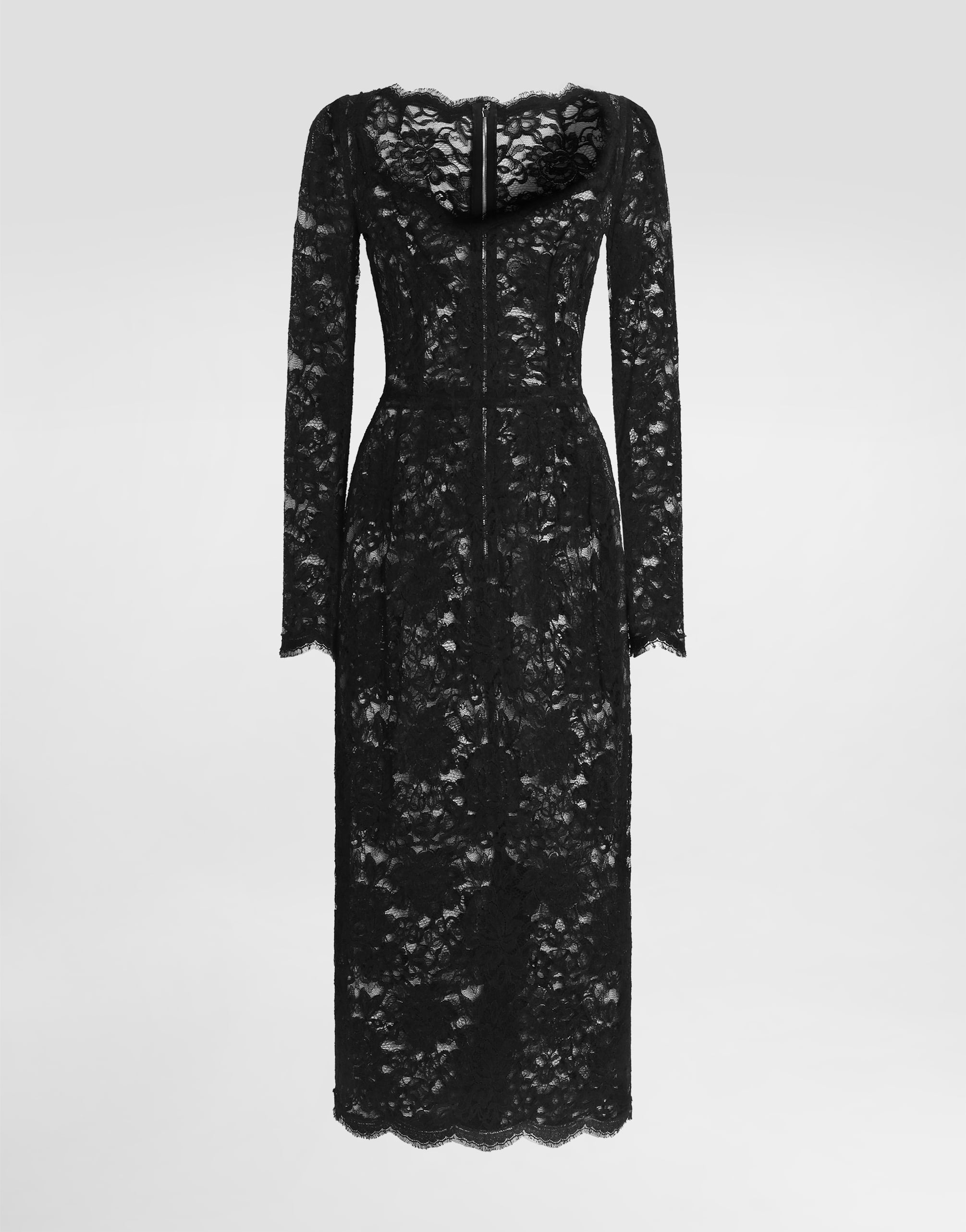 ブラックのウィメンズ ミディドレス フローラルレース | Dolce&Gabbana®
