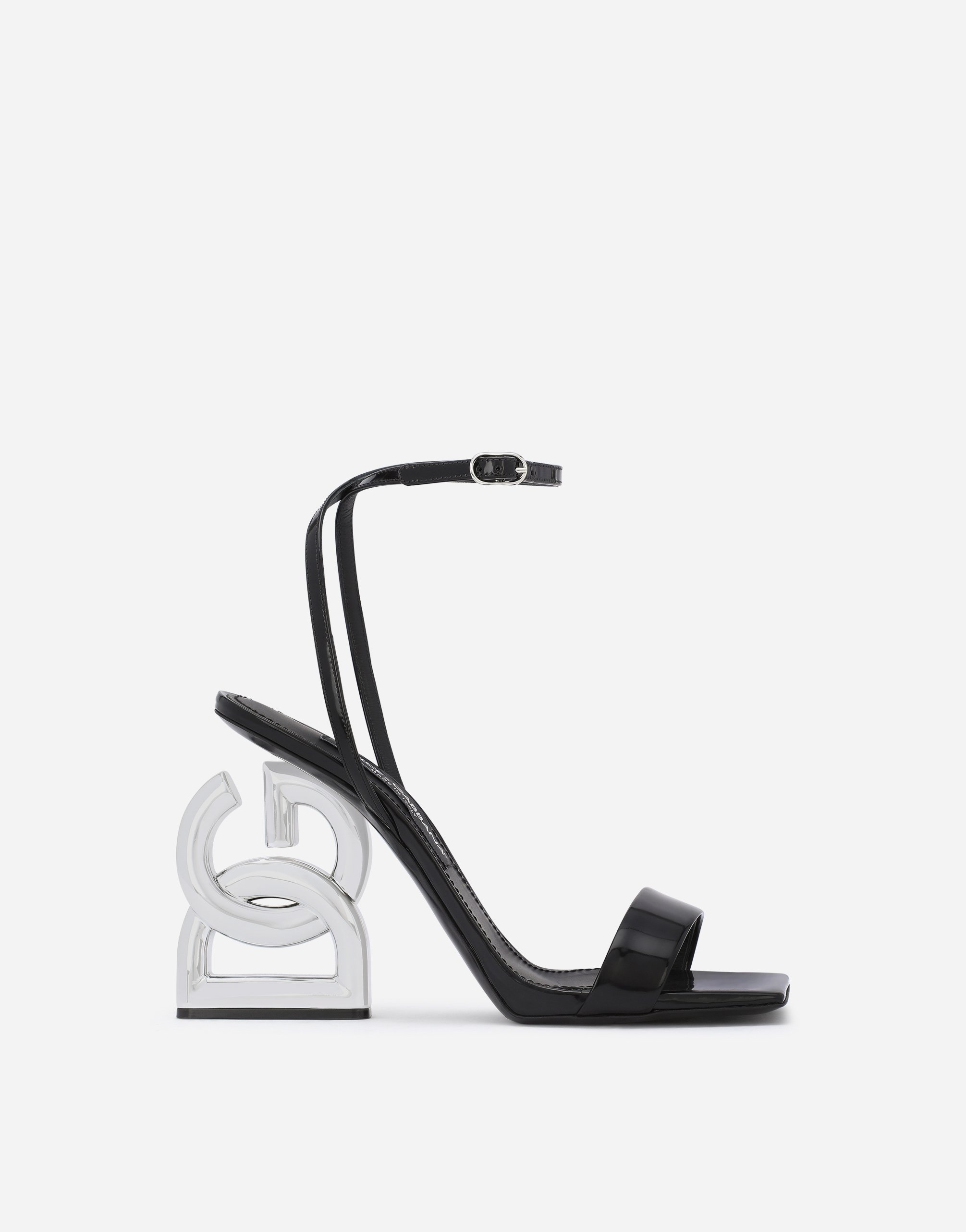 Dolce & Gabbana Patent Leather Sandals With 3.5 Heel In Black
