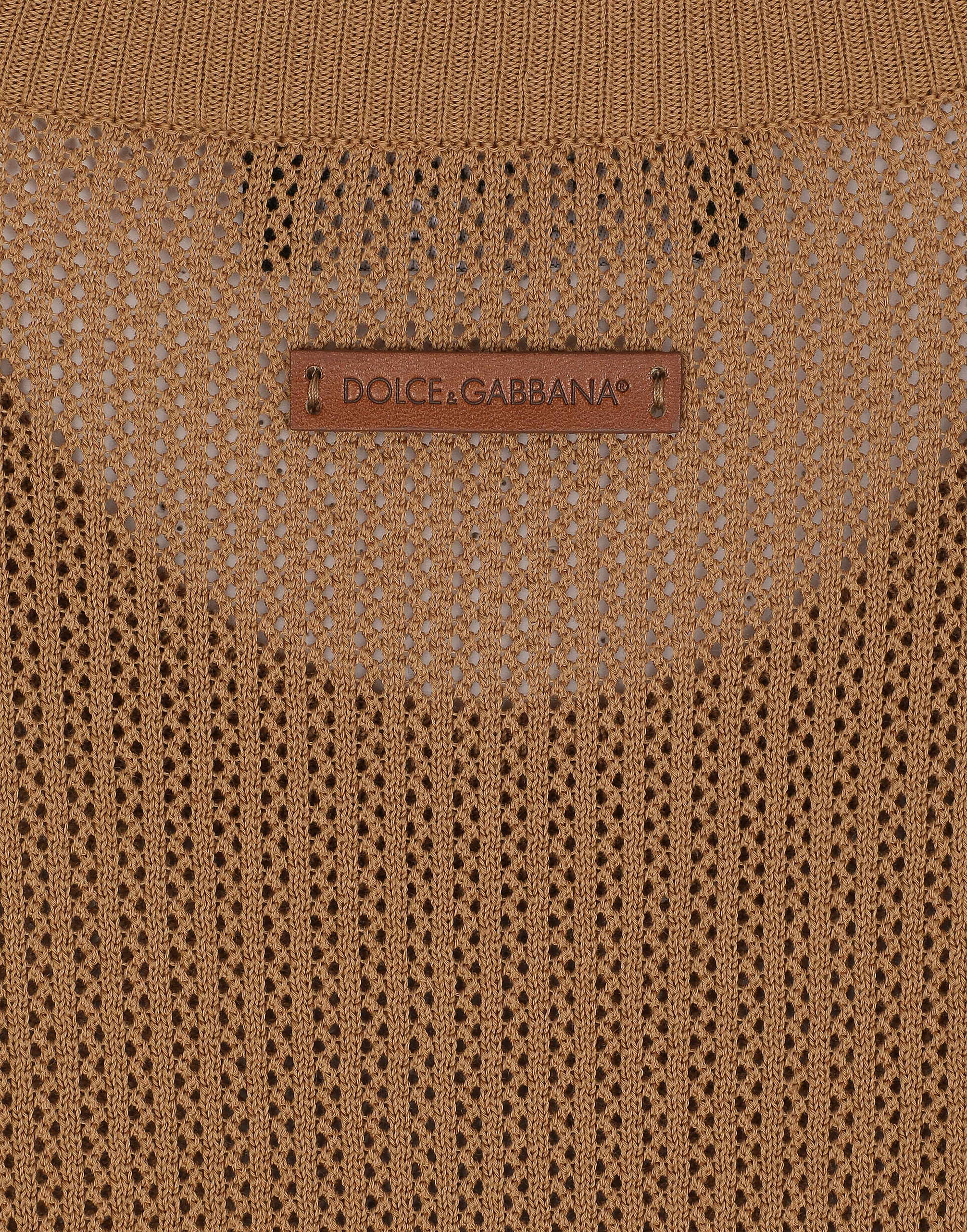 Shop Dolce & Gabbana Cotton Sweater With Logo Label In Beige