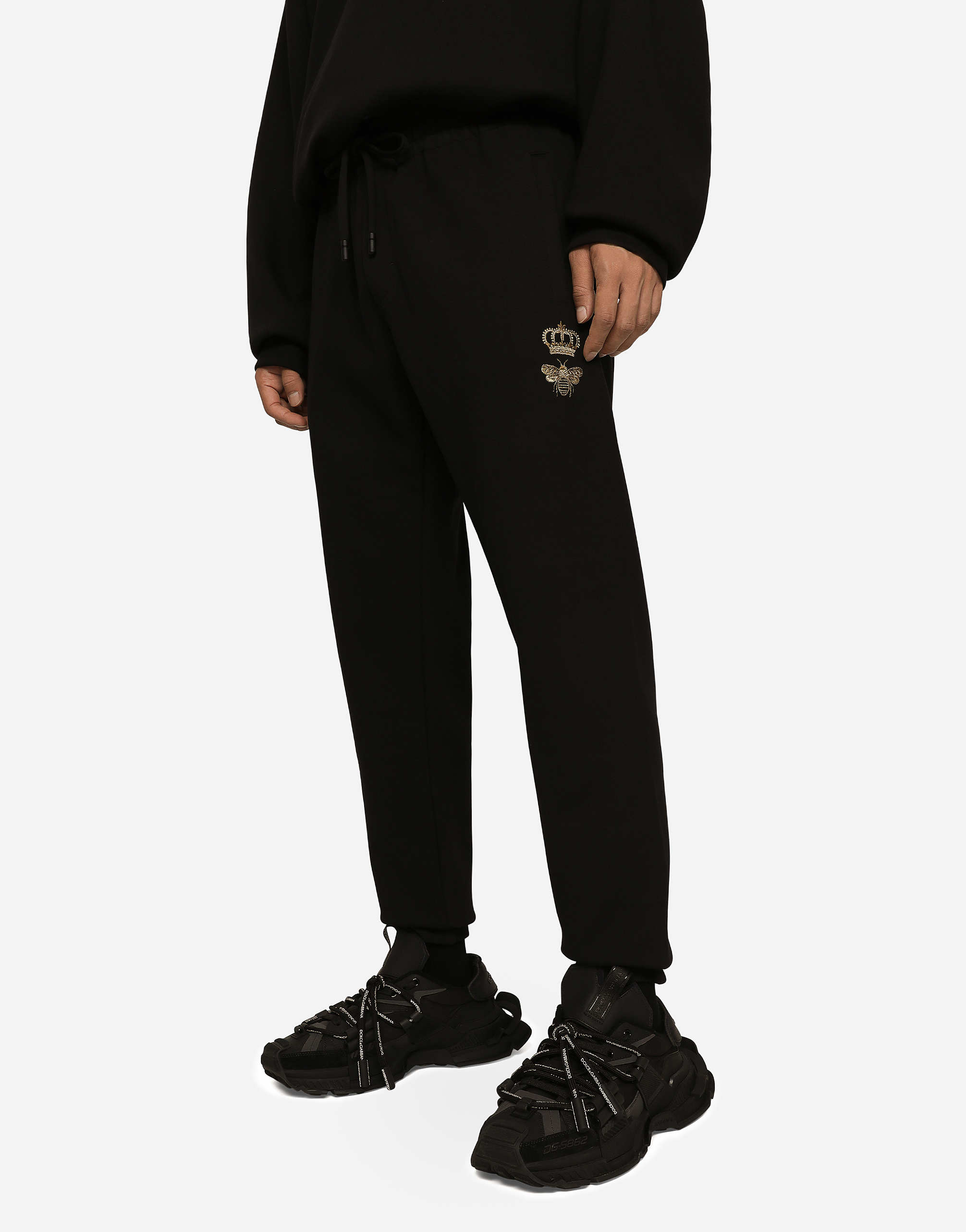 Jersey jogging pants with embroidery