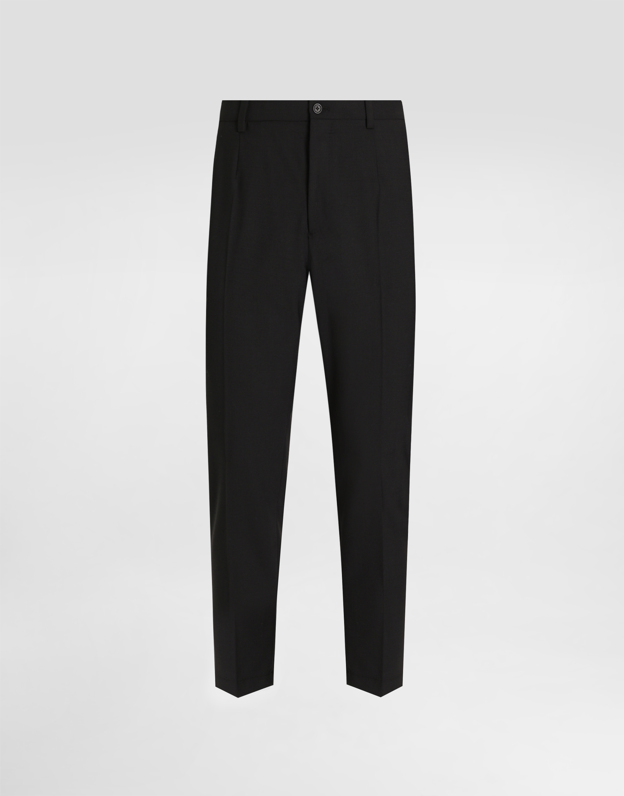 Dolce & Gabbana Stretch Cotton Pants With Dg Embroidery - Man Pants And Shorts Black Wool