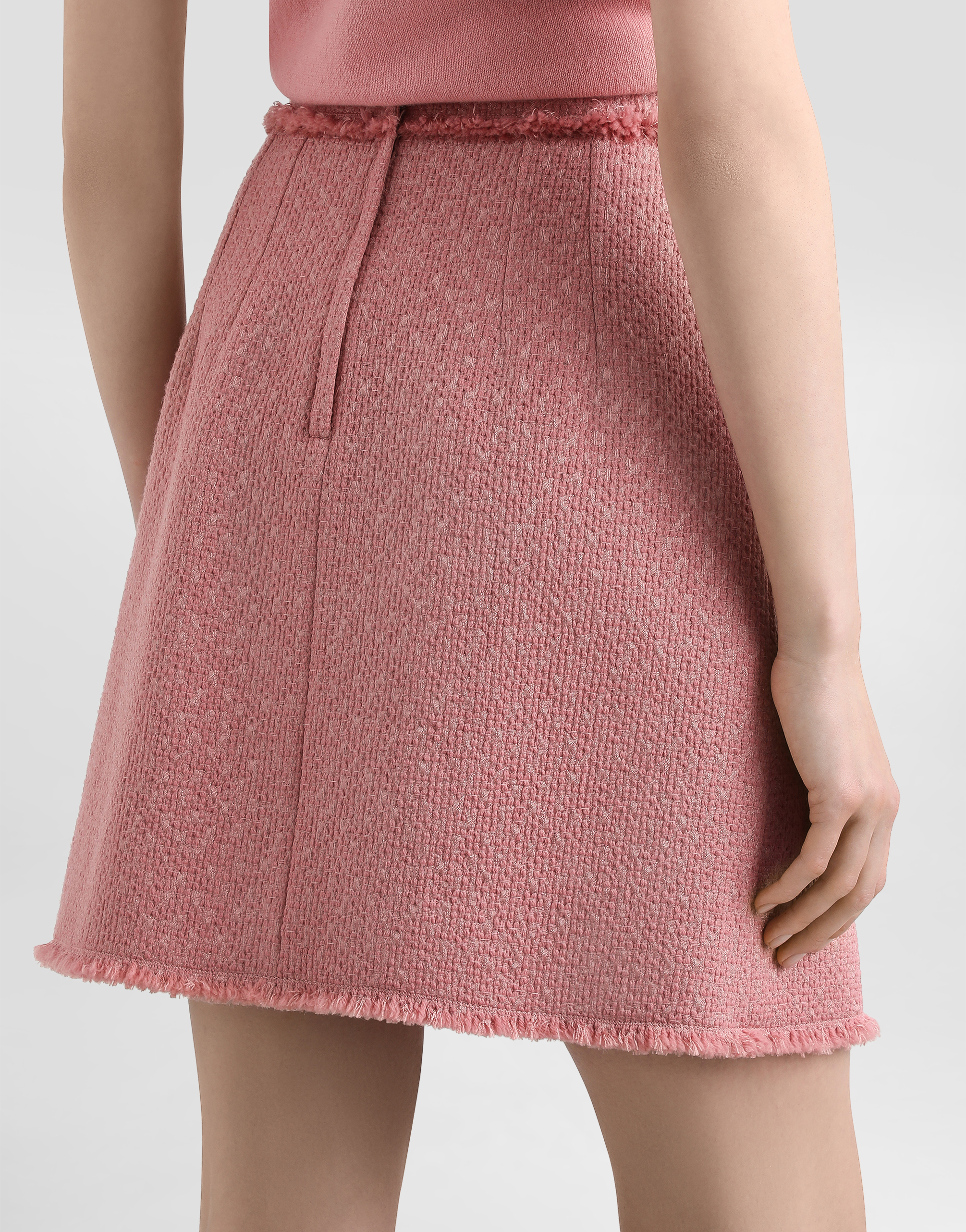 Dolce & Gabbana Short Skirt With Dg Logo Buttons In Pink