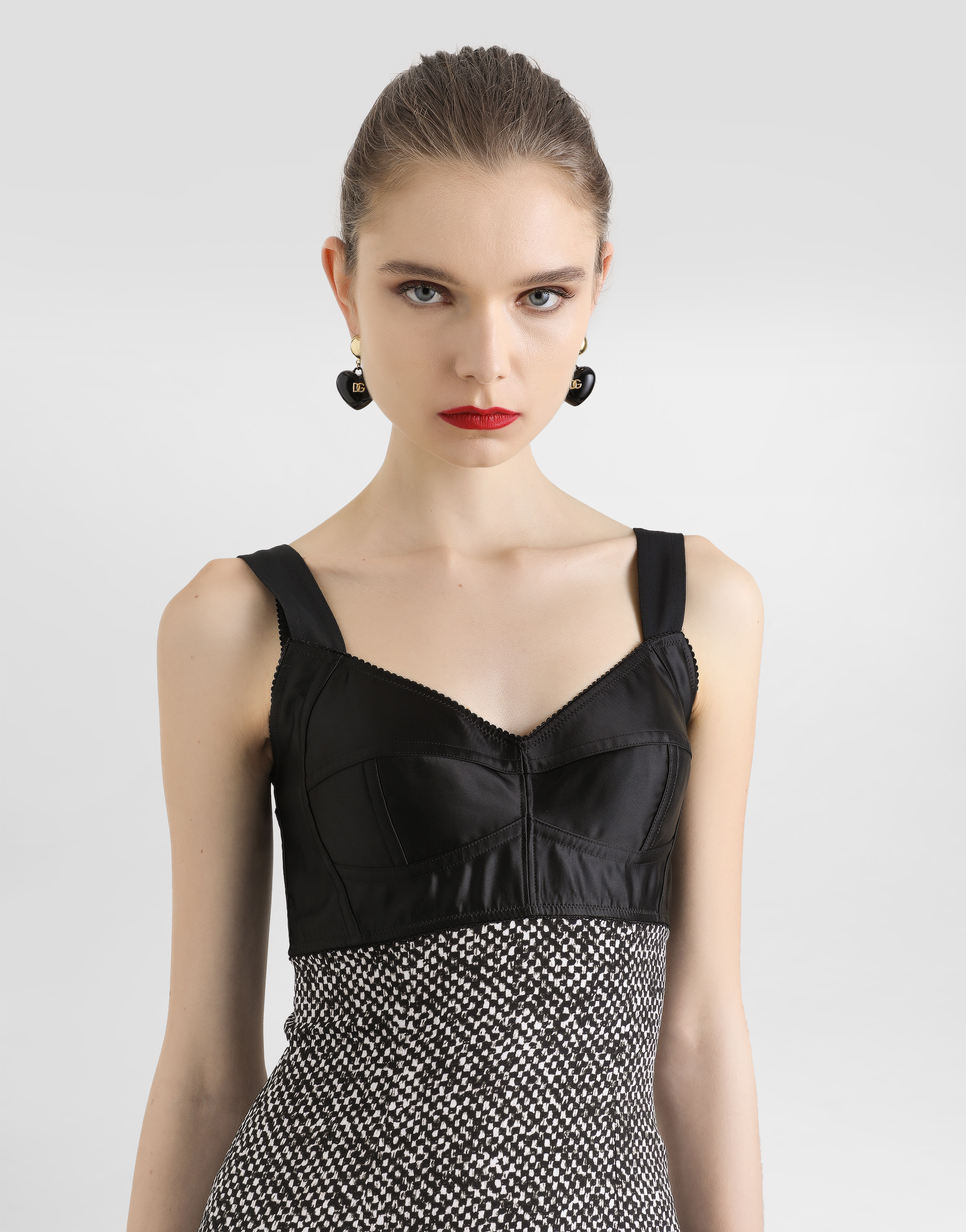 Dolce & Gabbana Heavy Crêpe Dress With Damier Print In Multi