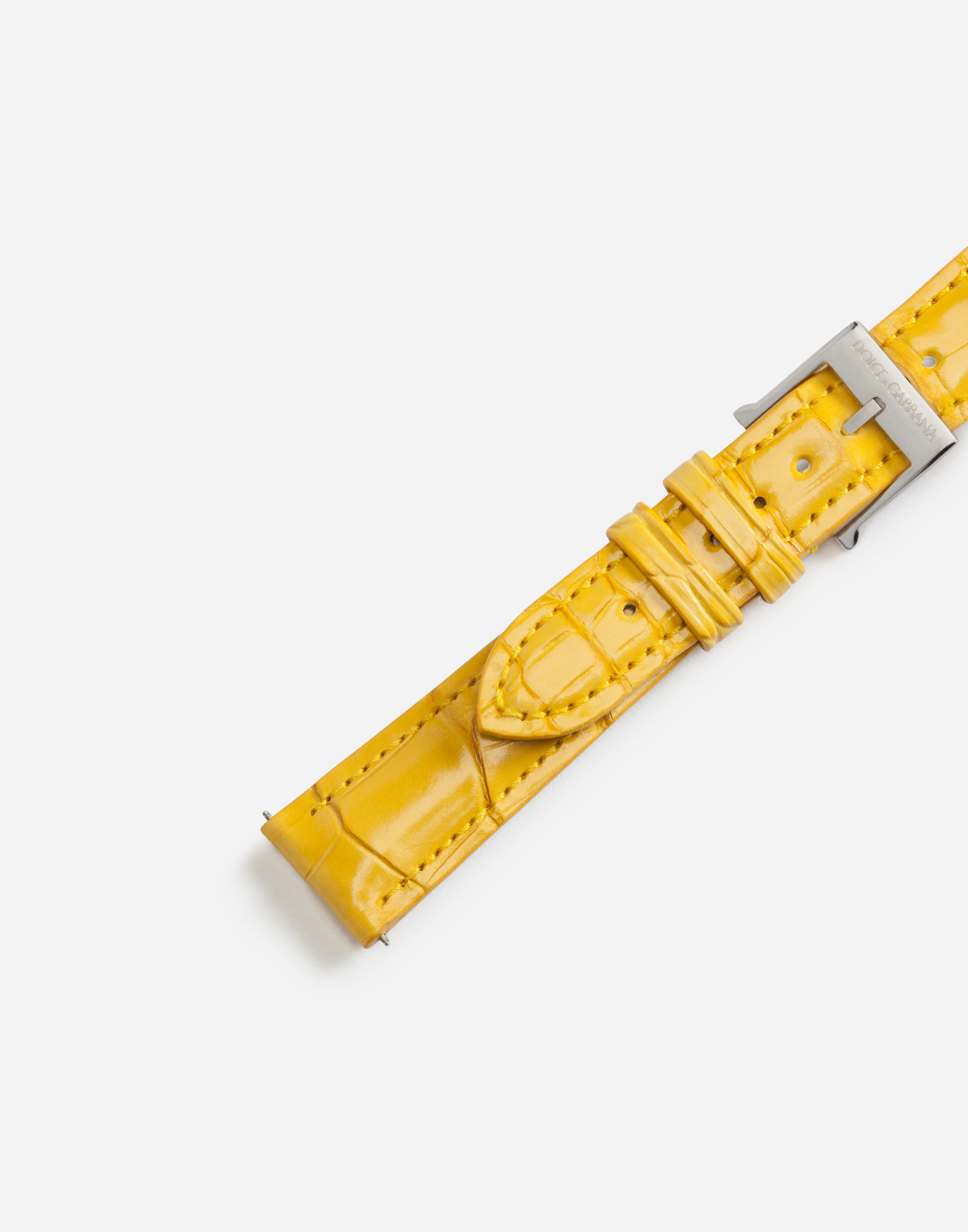 Shop Dolce & Gabbana Alligator Strap With Buckle And Hook In Steel In Yellow