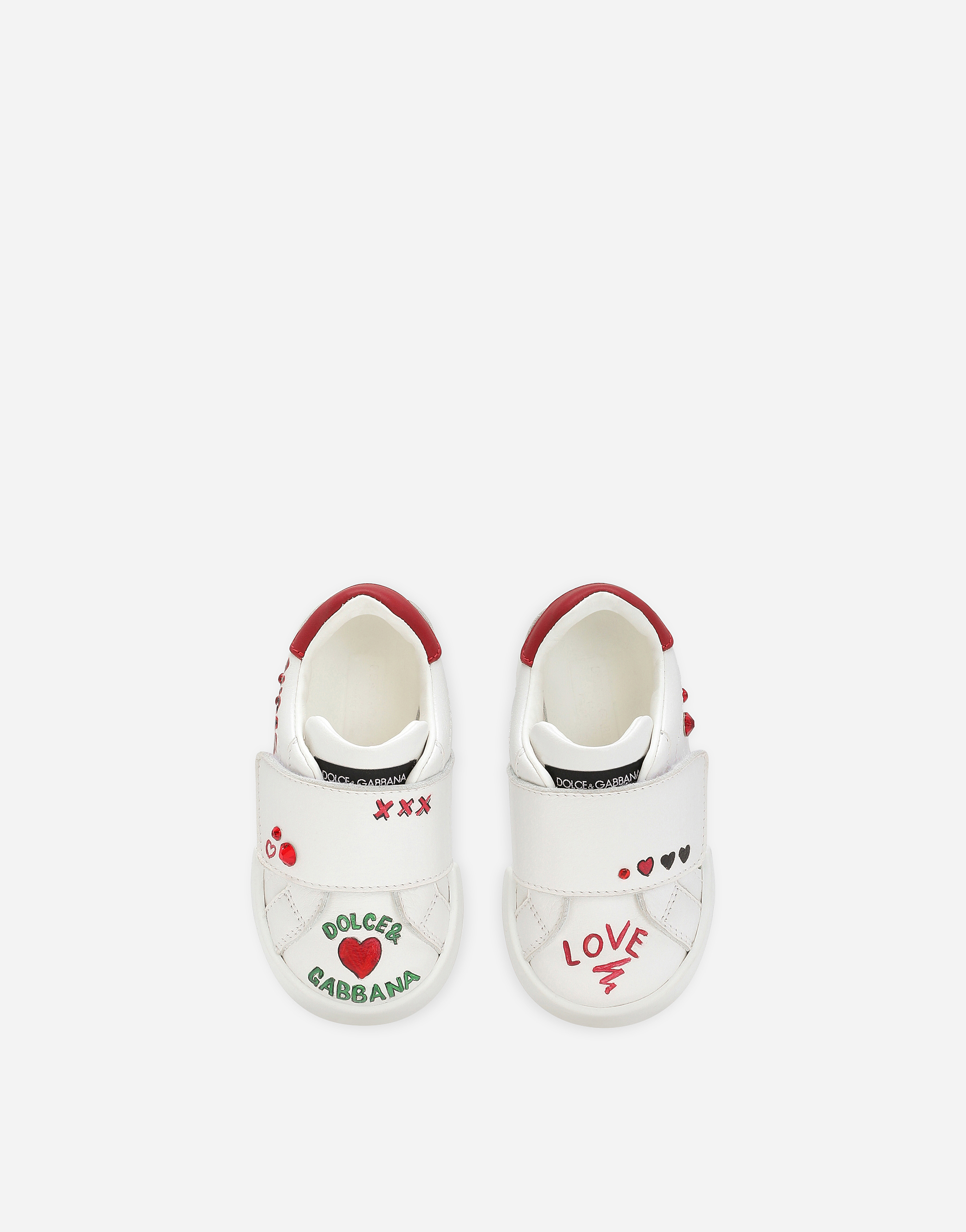 Dolce & Gabbana Printed Calfskin Portofino Sneakers In Multicolor
