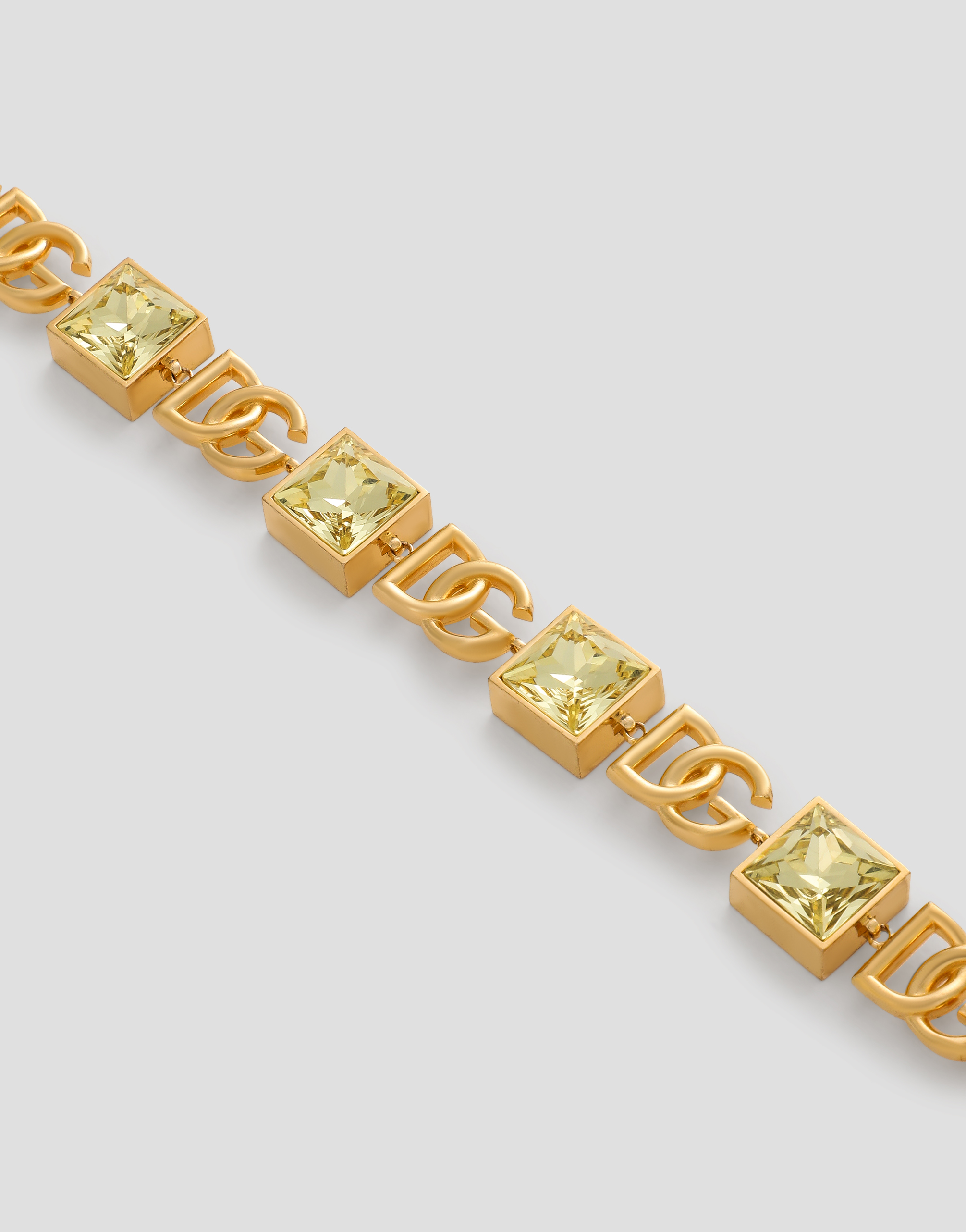 Dolce & Gabbana Necklace With Dg Logo And Rhinestones In Oro