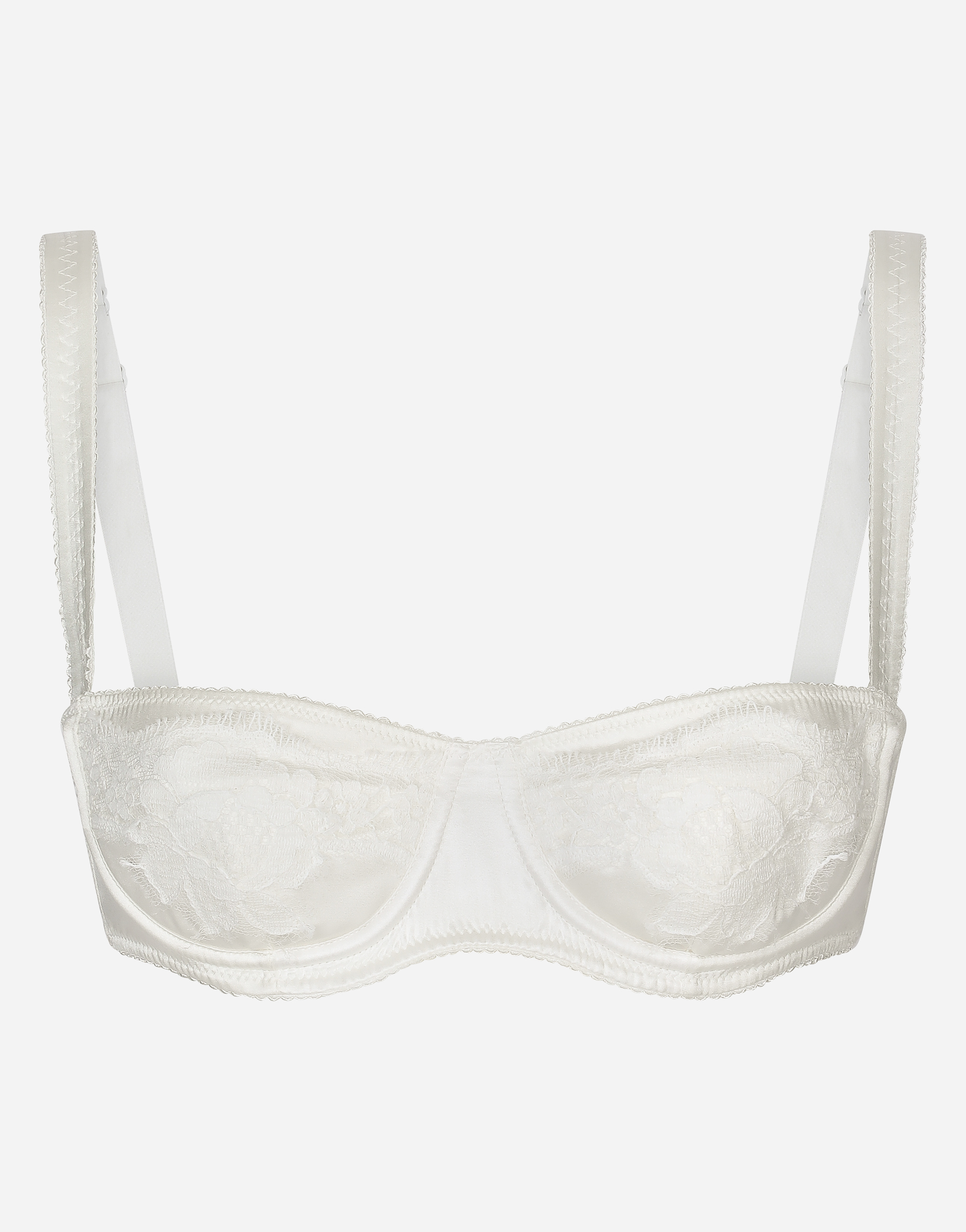 ホワイトのウィメンズ バルコネットブラ セミパッデッド サテン